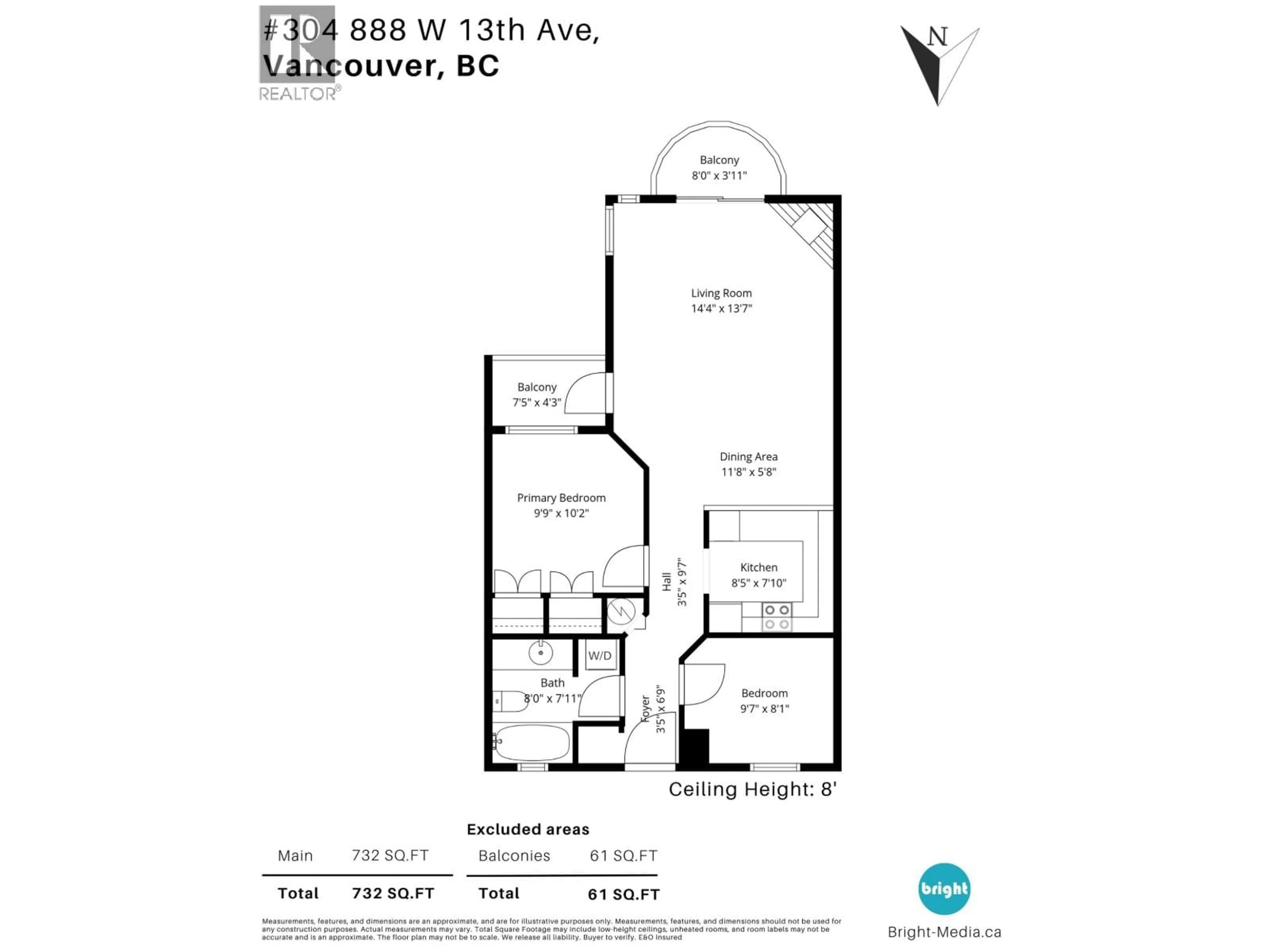 Floor plan for 304 - 888 13TH AVENUE, Vancouver British Columbia V5Z1P2