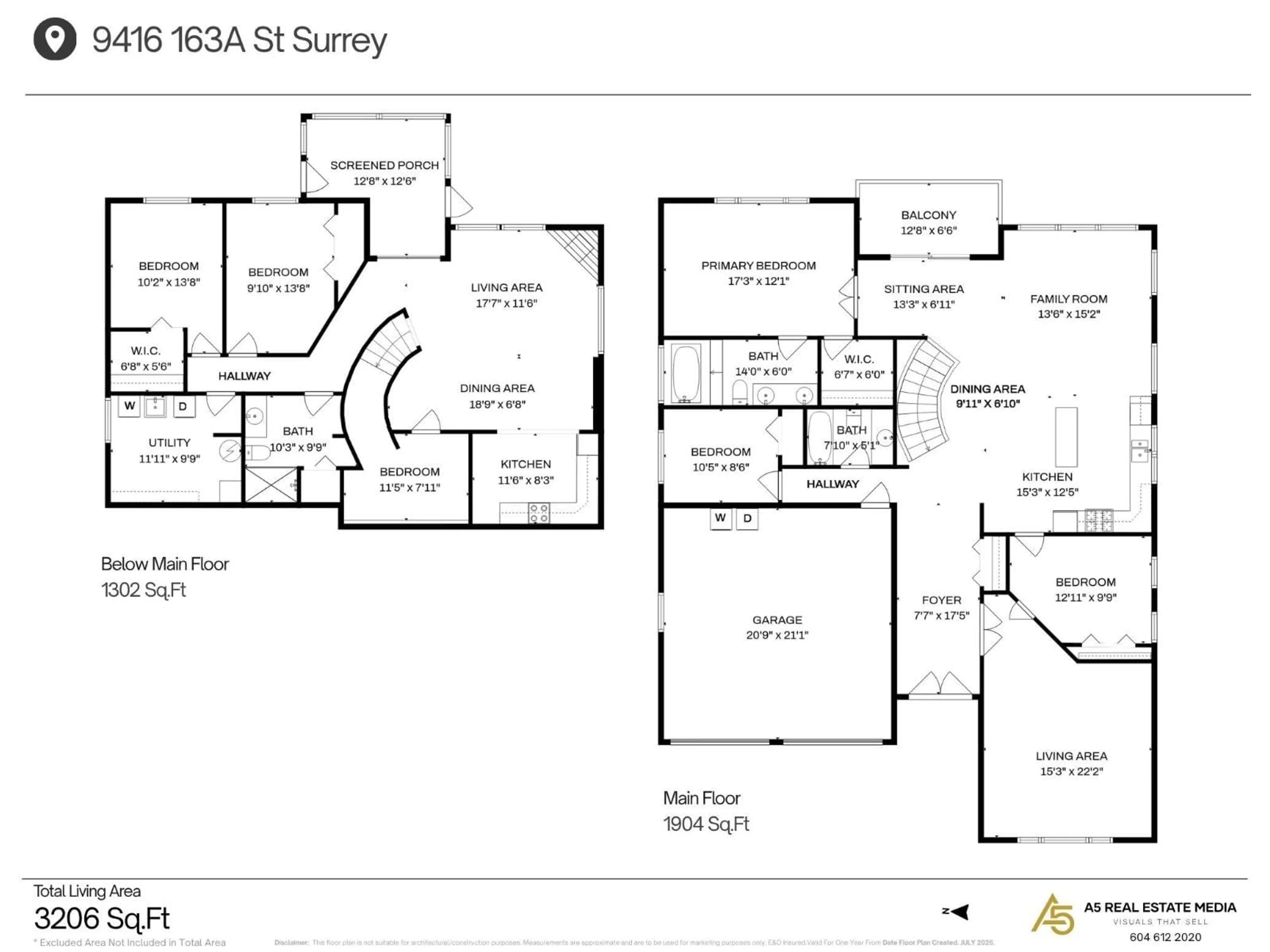 Floor plan for 9416 163A STREET, Surrey British Columbia V4N3C7