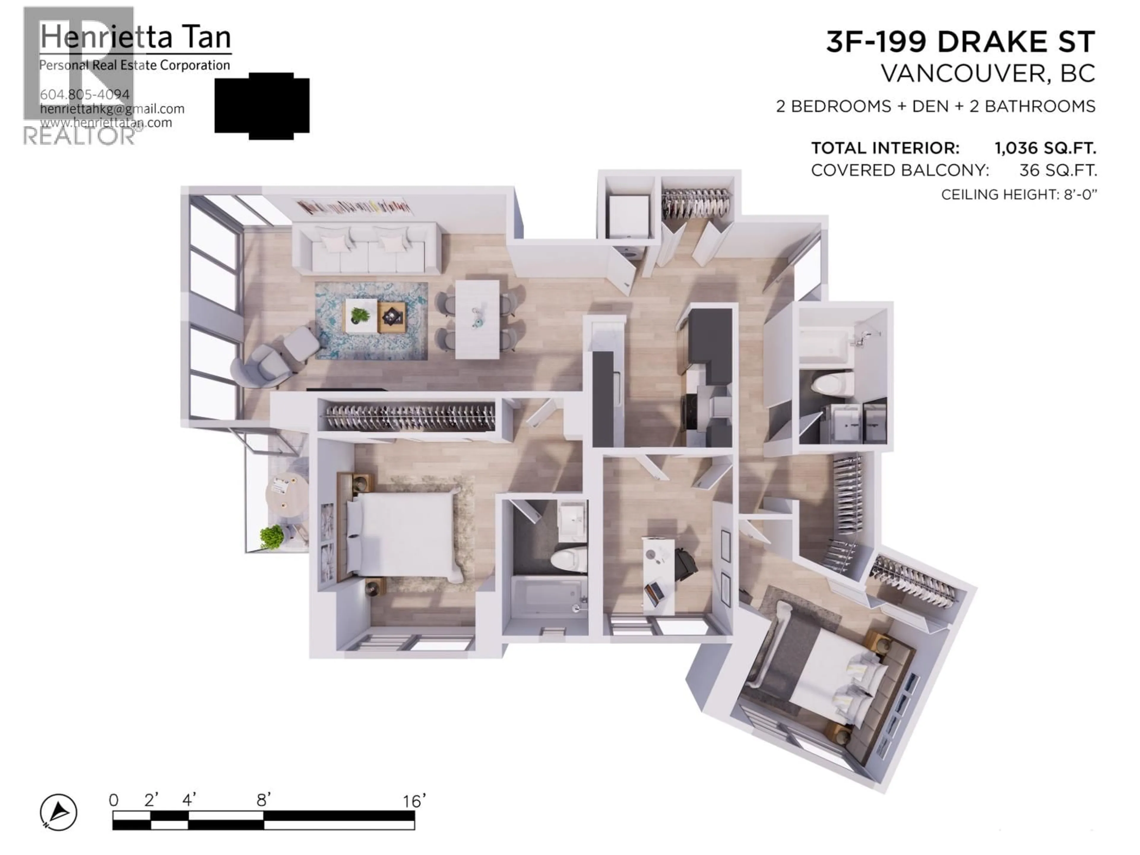 Floor plan for 3F - 199 DRAKE STREET, Vancouver British Columbia V6Z2T9