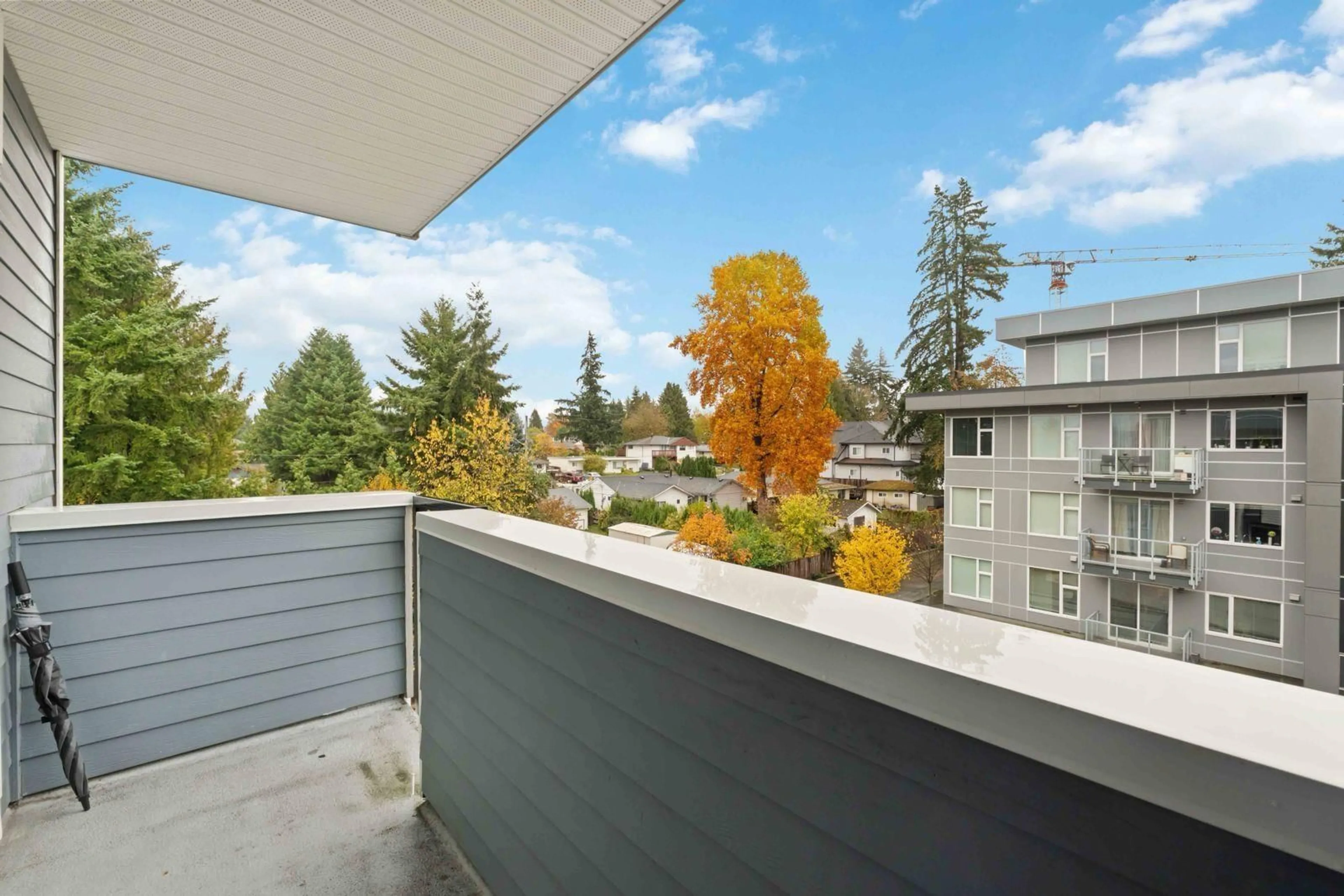 Balcony in the apartment, city buildings view from balcony for 410 - 13678 GROSVENOR ROAD, Surrey British Columbia V3R5E2