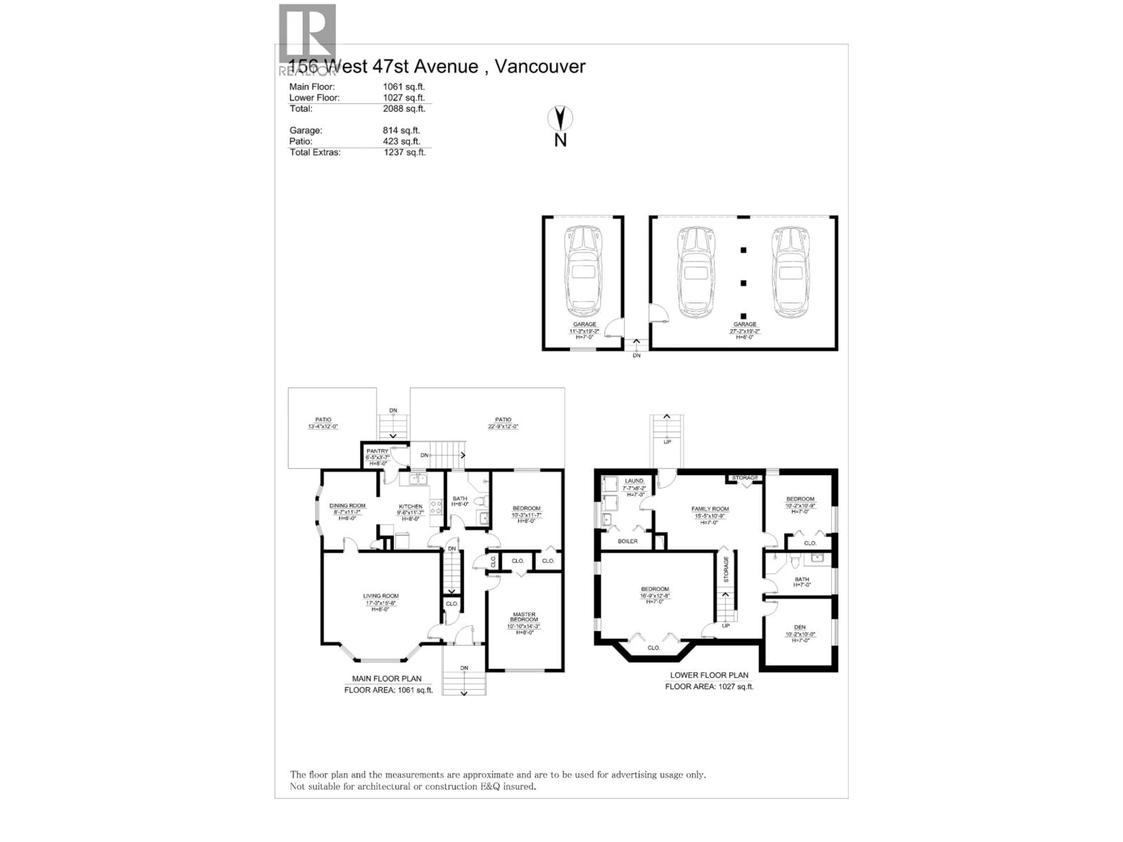 Floor plan for 156 47TH AVENUE, Vancouver British Columbia V5Y2X9