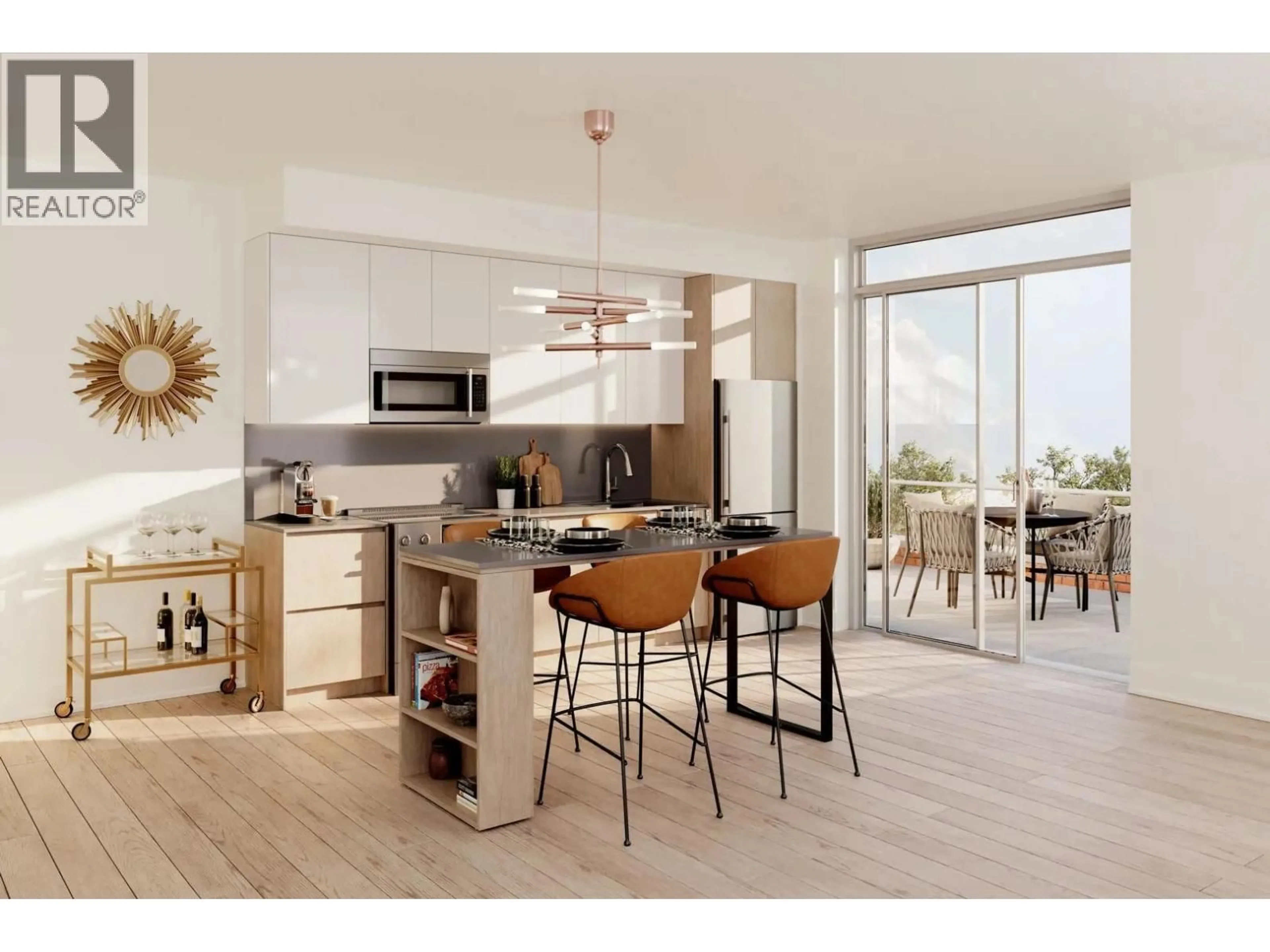 Open concept kitchen, wood/laminate floor for 1403 - 230 KEARY STREET, New Westminster British Columbia V3L5E7