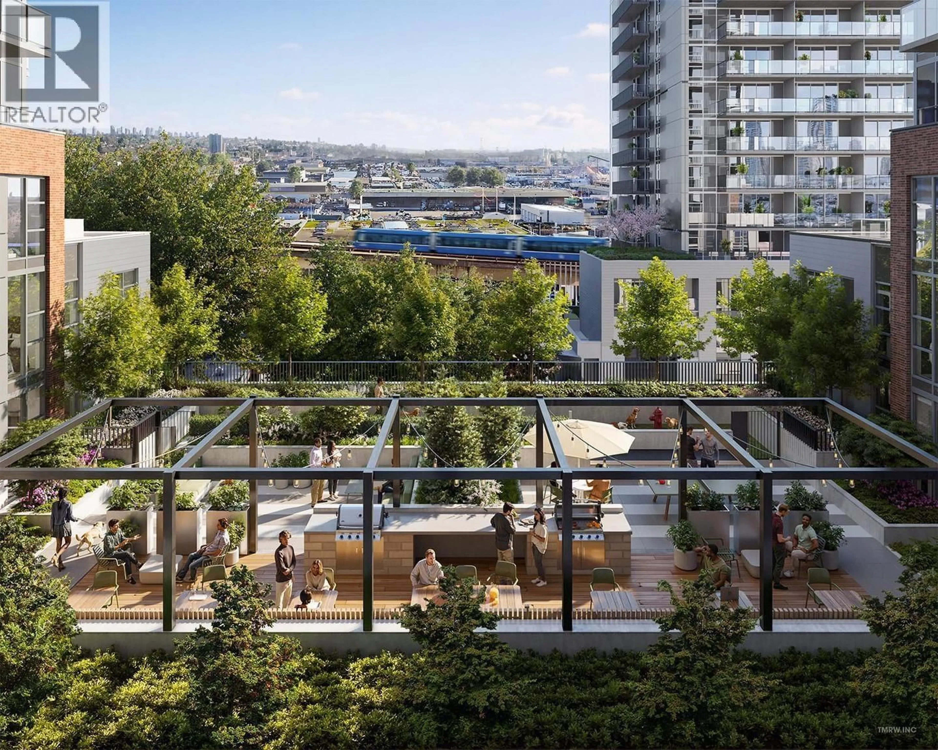 Patio, city buildings view from balcony for 1403 - 230 KEARY STREET, New Westminster British Columbia V3L5E7