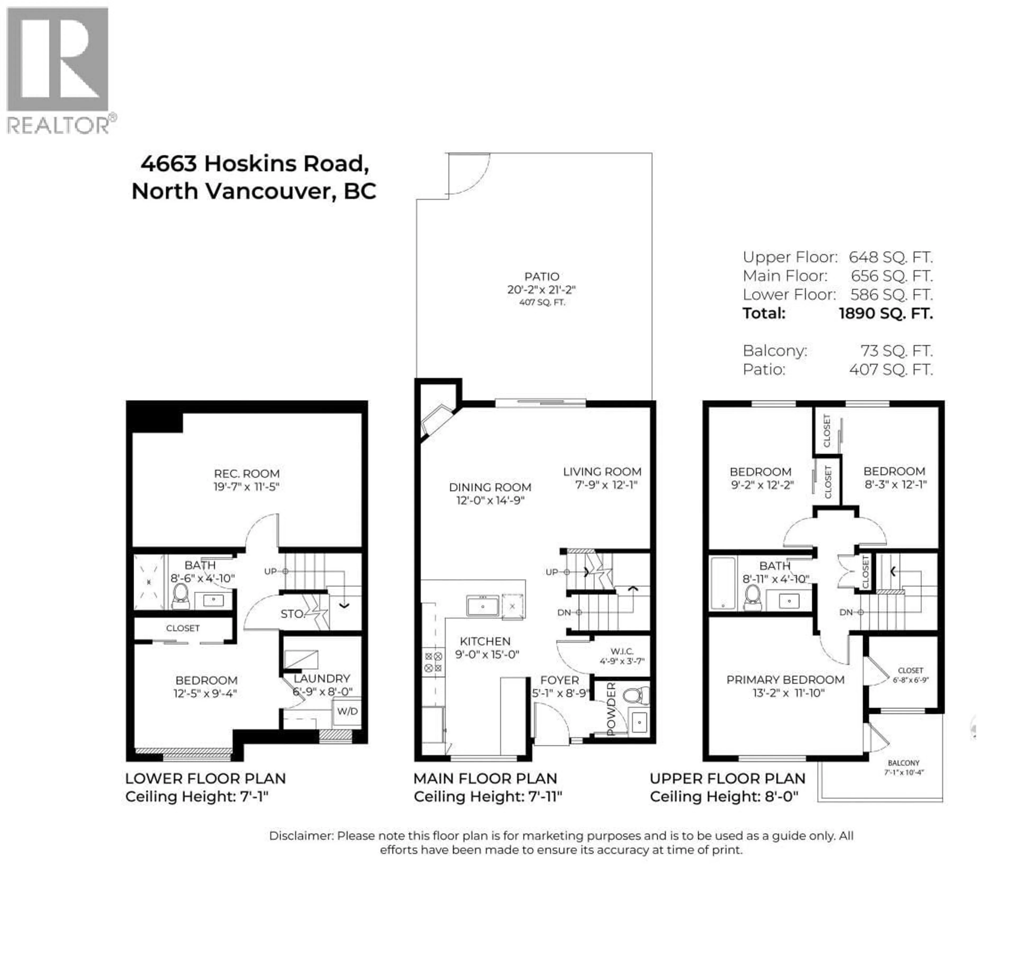 Floor plan for 4663 HOSKINS ROAD, North Vancouver British Columbia V7K2R3