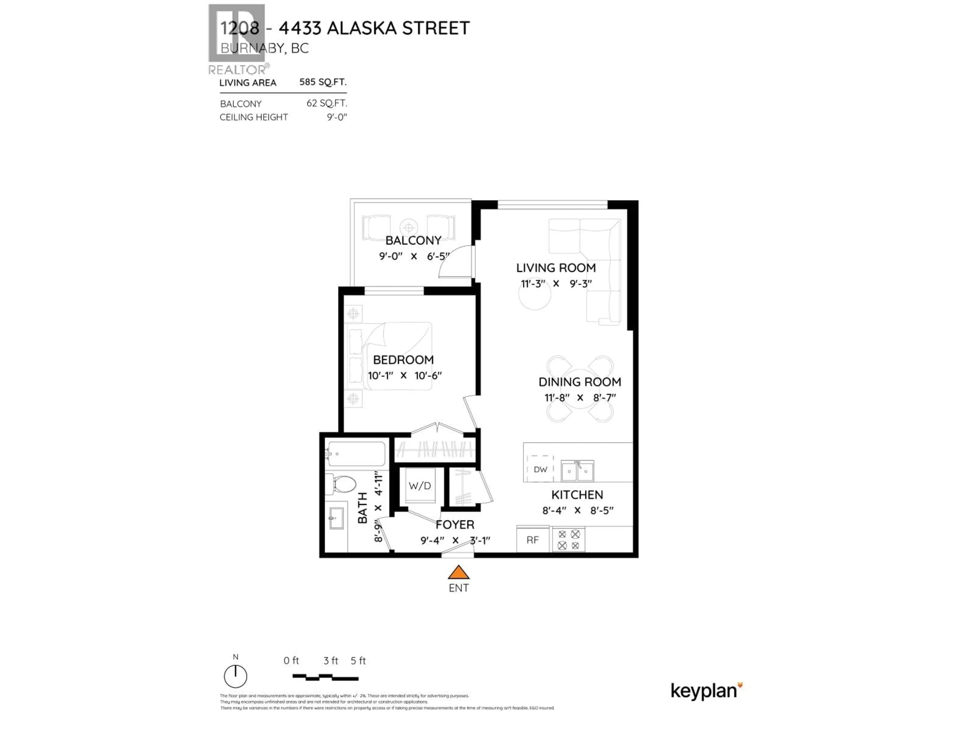Floor plan for 1208 - 4433 ALASKA STREET, Burnaby British Columbia V5C5T3