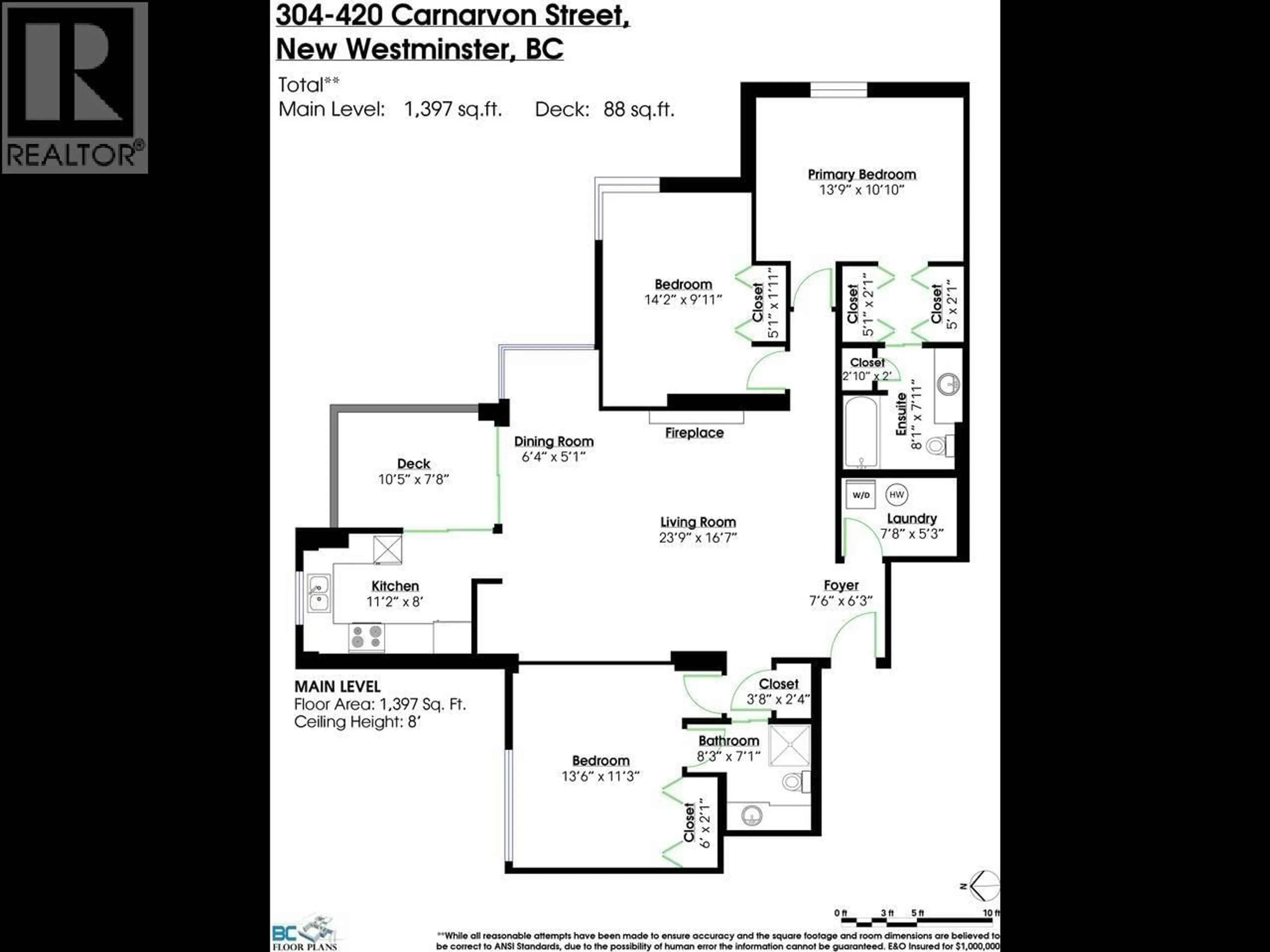 Floor plan for 1304 - 420 CARNARVON STREET, New Westminster British Columbia V3L5P1