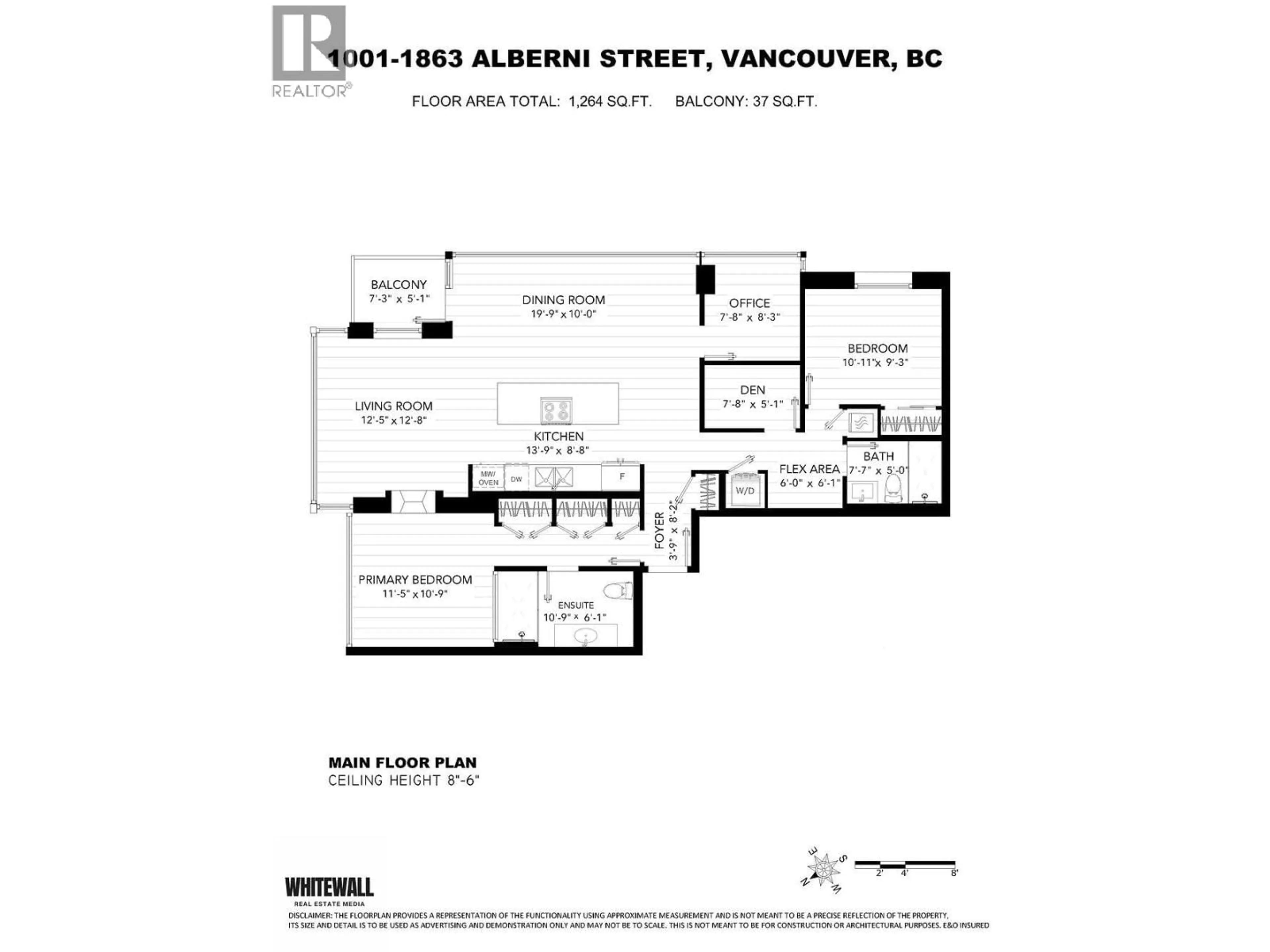 Floor plan for 1001 - 1863 ALBERNI STREET, Vancouver British Columbia V6G3H8