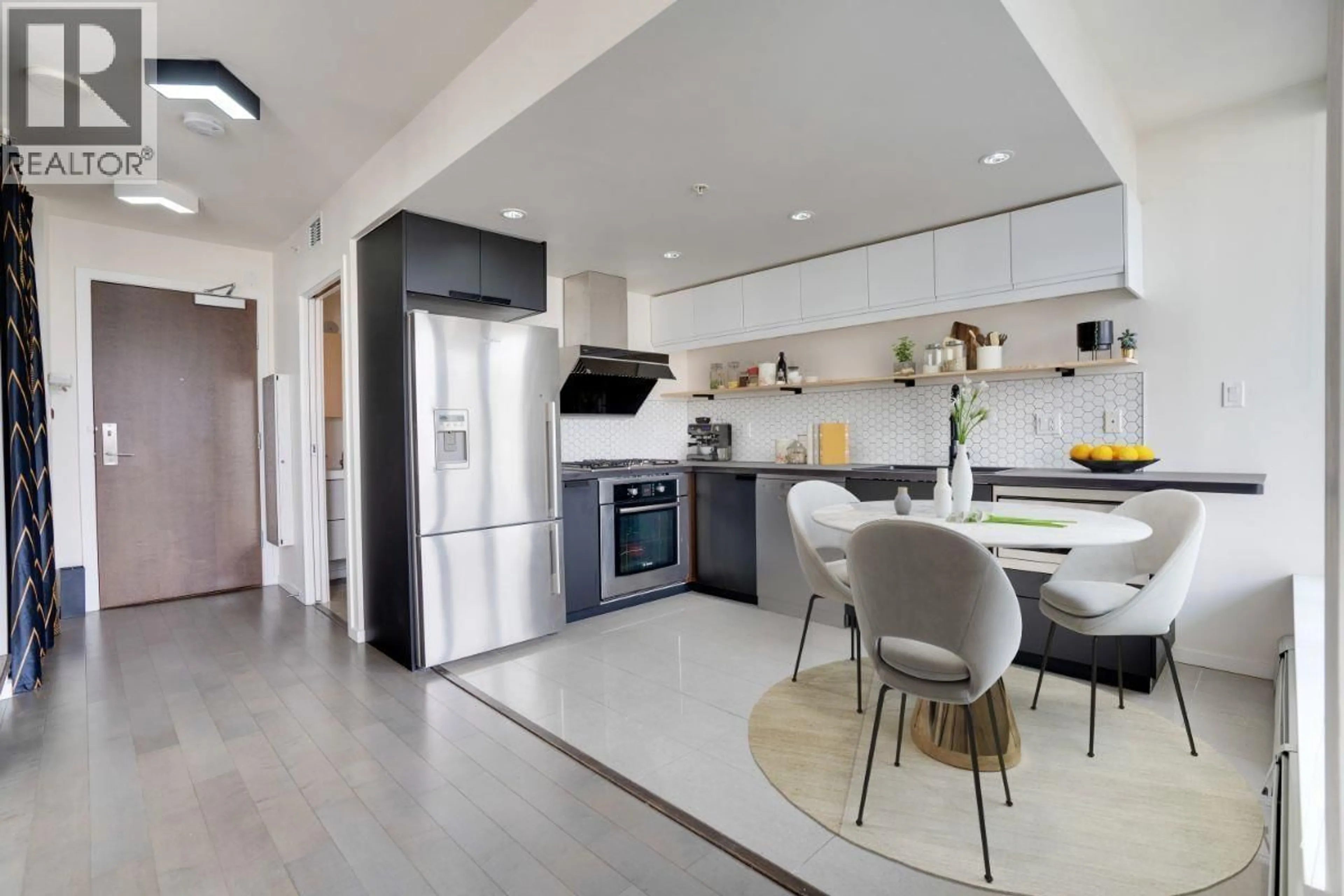 Contemporary kitchen, ceramic/tile floor for 712 - 1887 CROWE STREET, Vancouver British Columbia V5Y0B4