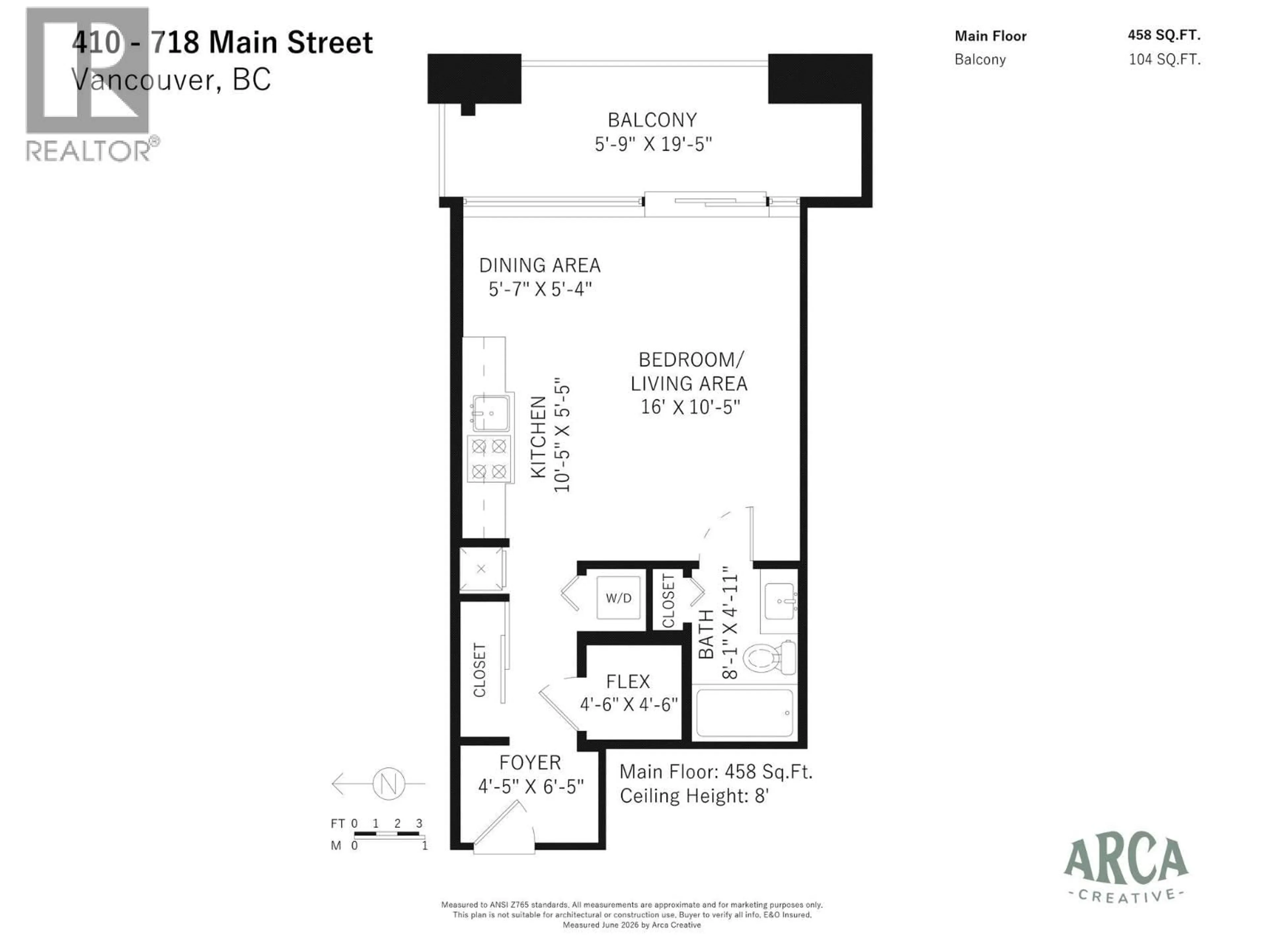 Floor plan for 410 - 718 MAIN STREET, Vancouver British Columbia V6A0B1