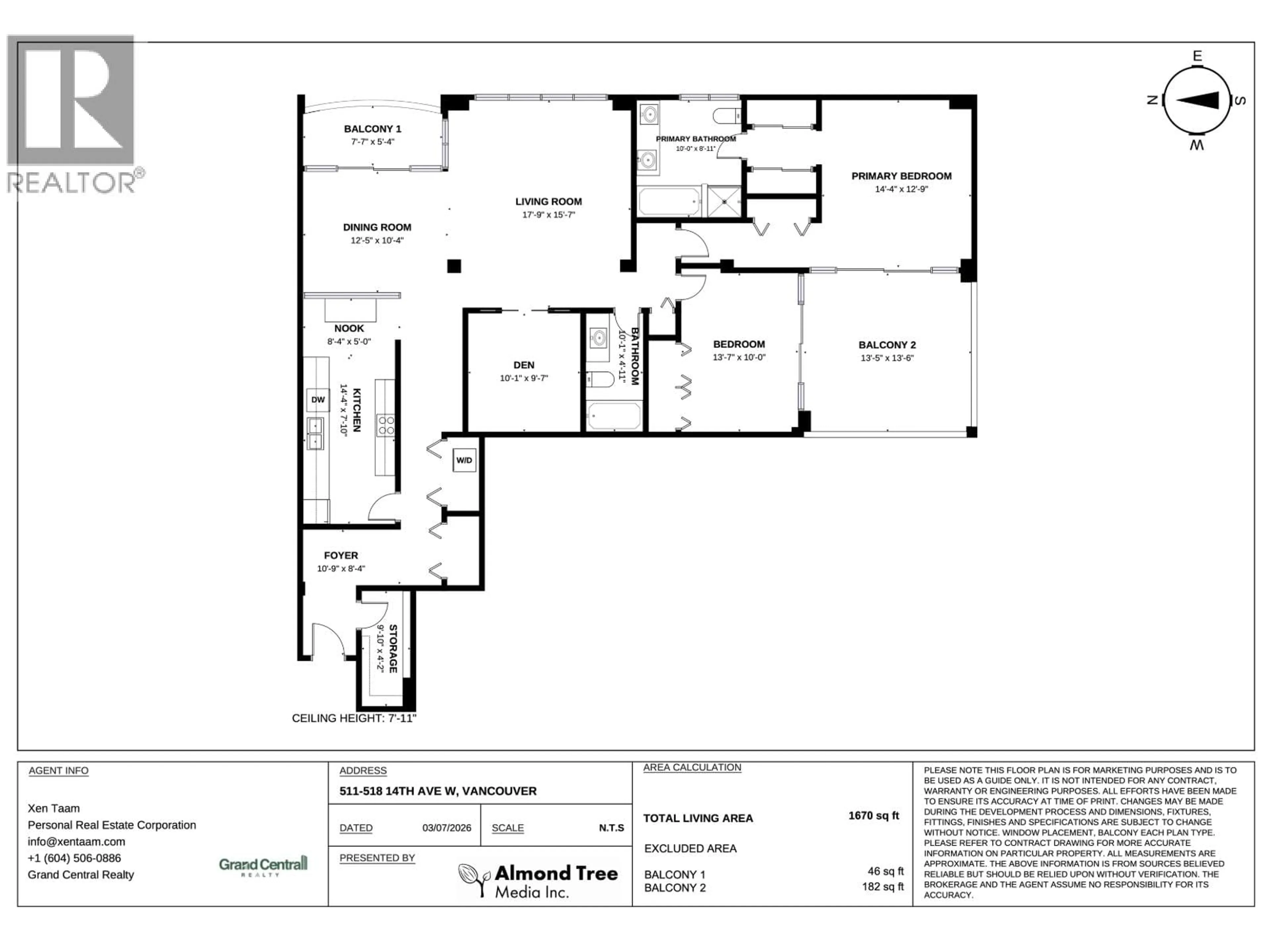 Floor plan for 511 - 518 14TH AVENUE, Vancouver British Columbia V5Z4N5