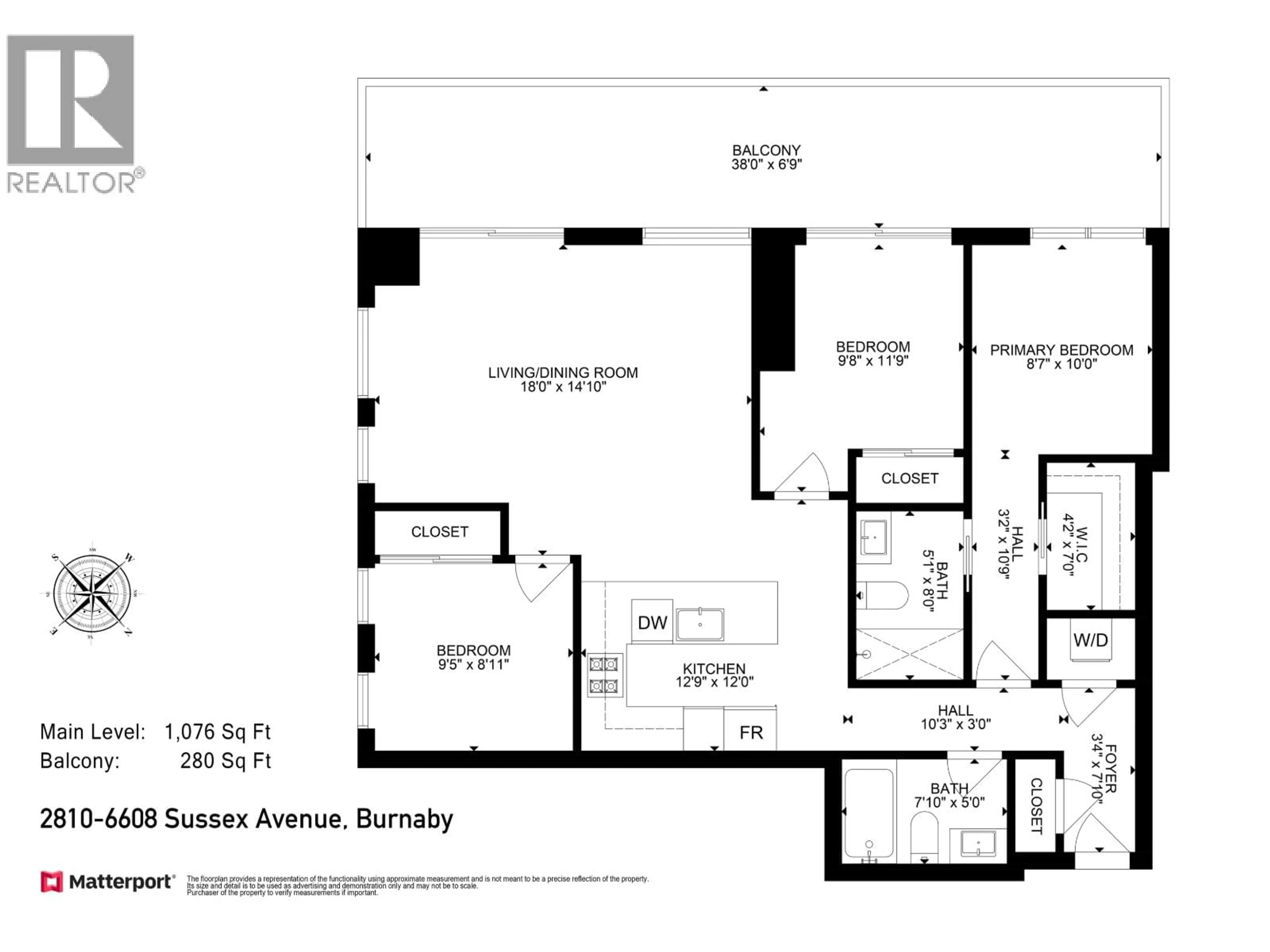 Floor plan for 2810 - 6608 SUSSEX AVENUE, Burnaby British Columbia V5H3C7