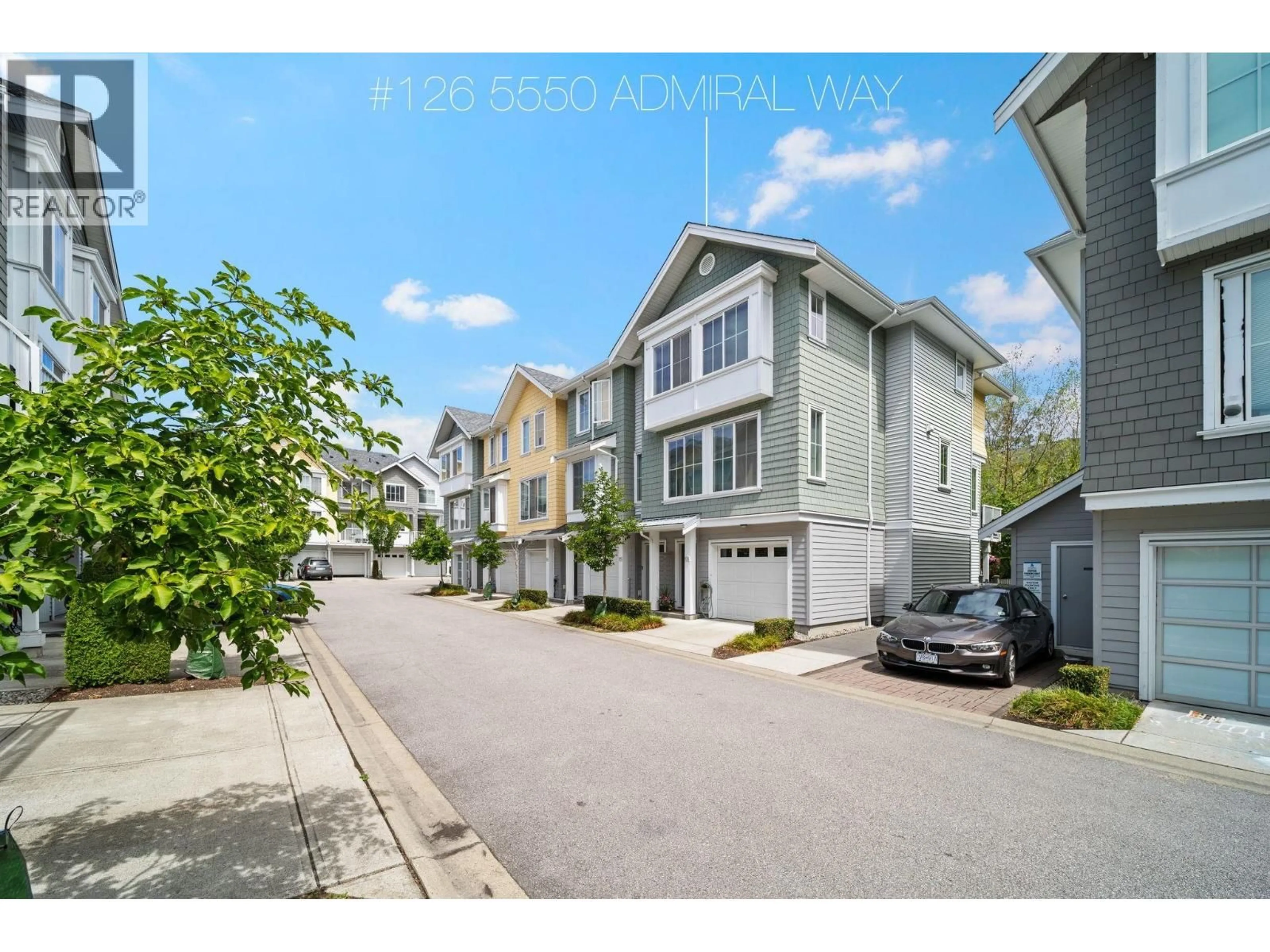 A pic from outside/outdoor area/front of a property/back of a property/a pic from drone, street for 126 - 5550 ADMIRAL WAY, Delta British Columbia V4K0C4
