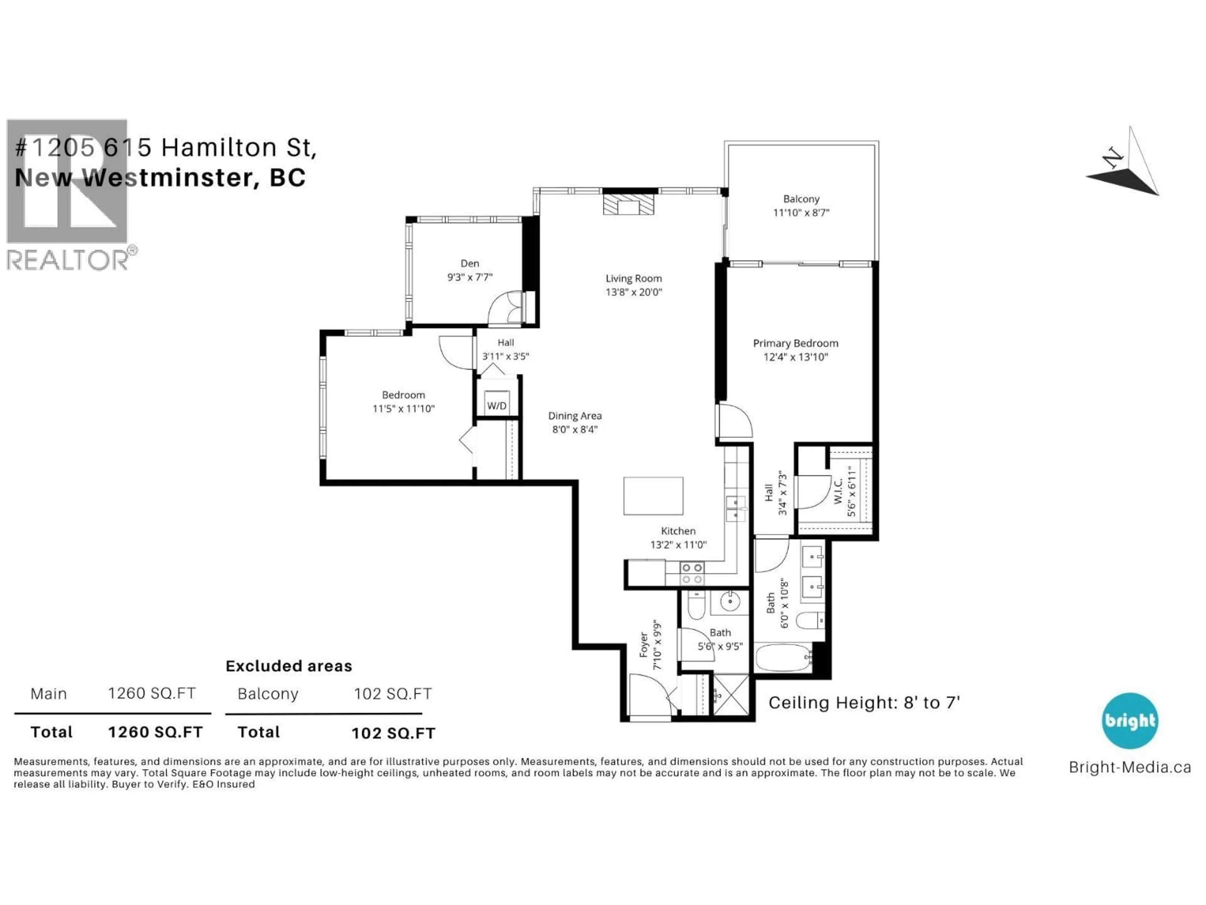 Floor plan for 1205 - 615 HAMILTON STREET, New Westminster British Columbia V3M7A7