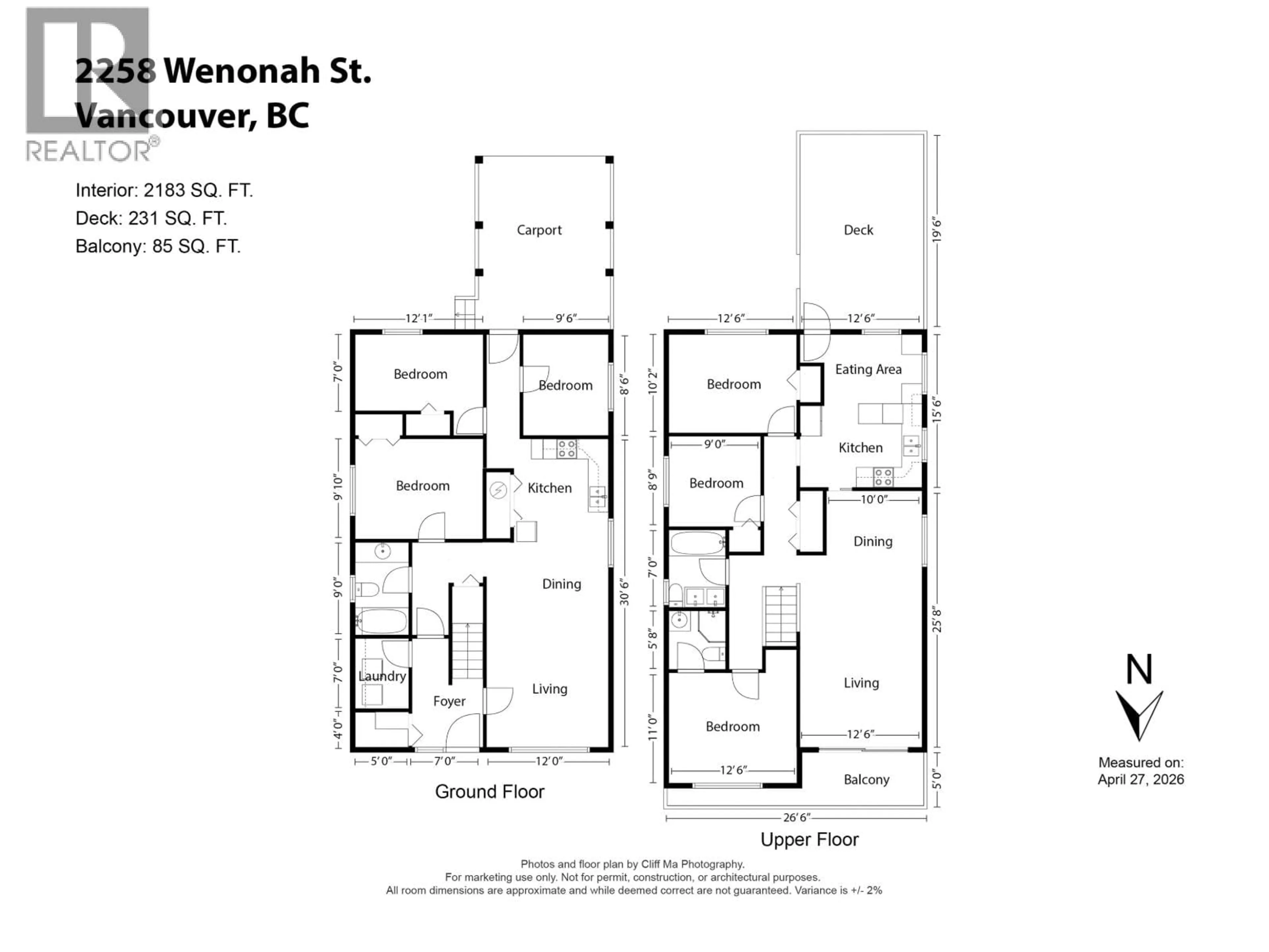 Floor plan for 2258 WENONAH STREET, Vancouver British Columbia V5N2Z6