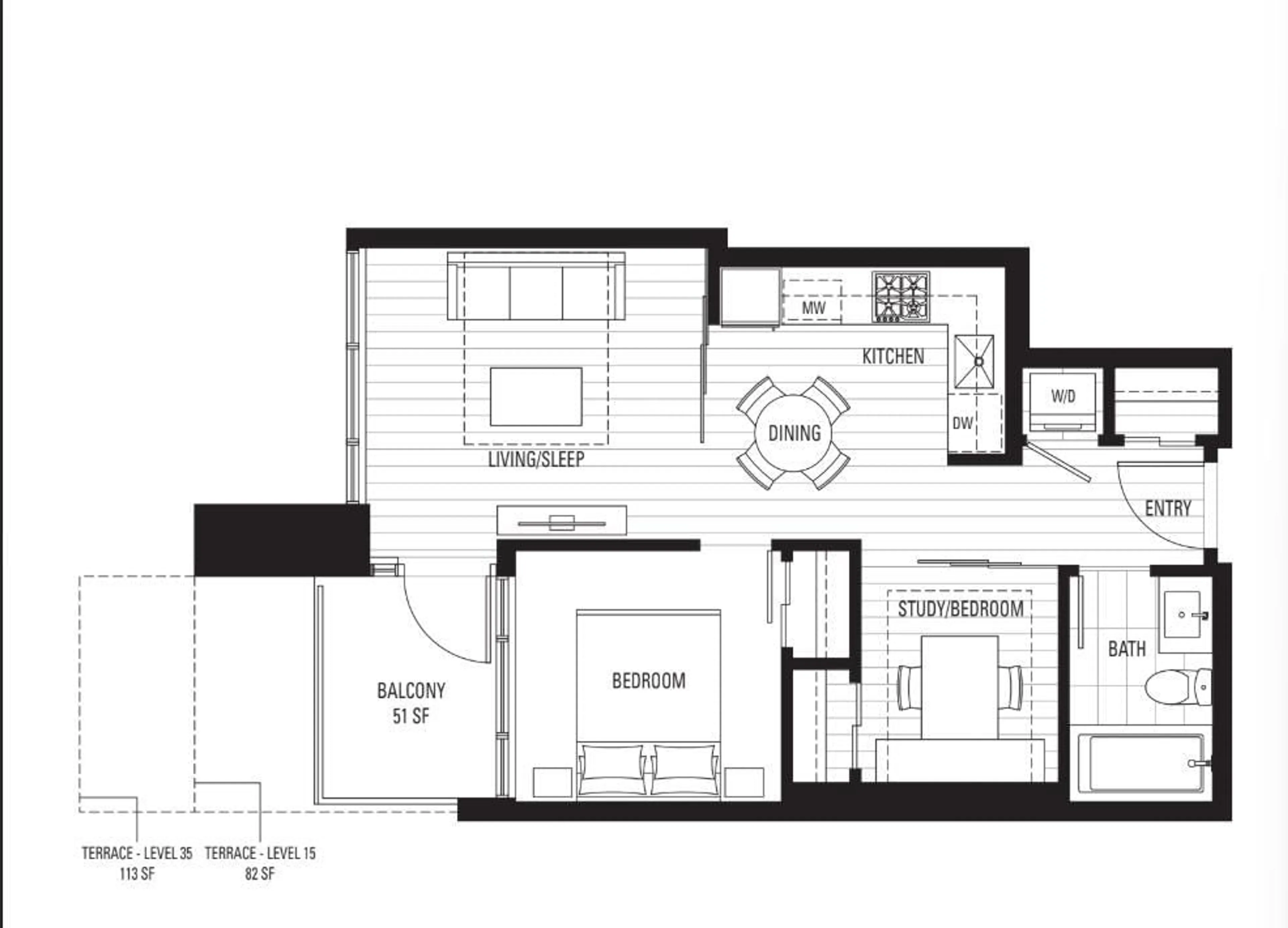 Floor plan for 2510 - 13350 CENTRAL AVENUE, Surrey British Columbia V3T0S1
