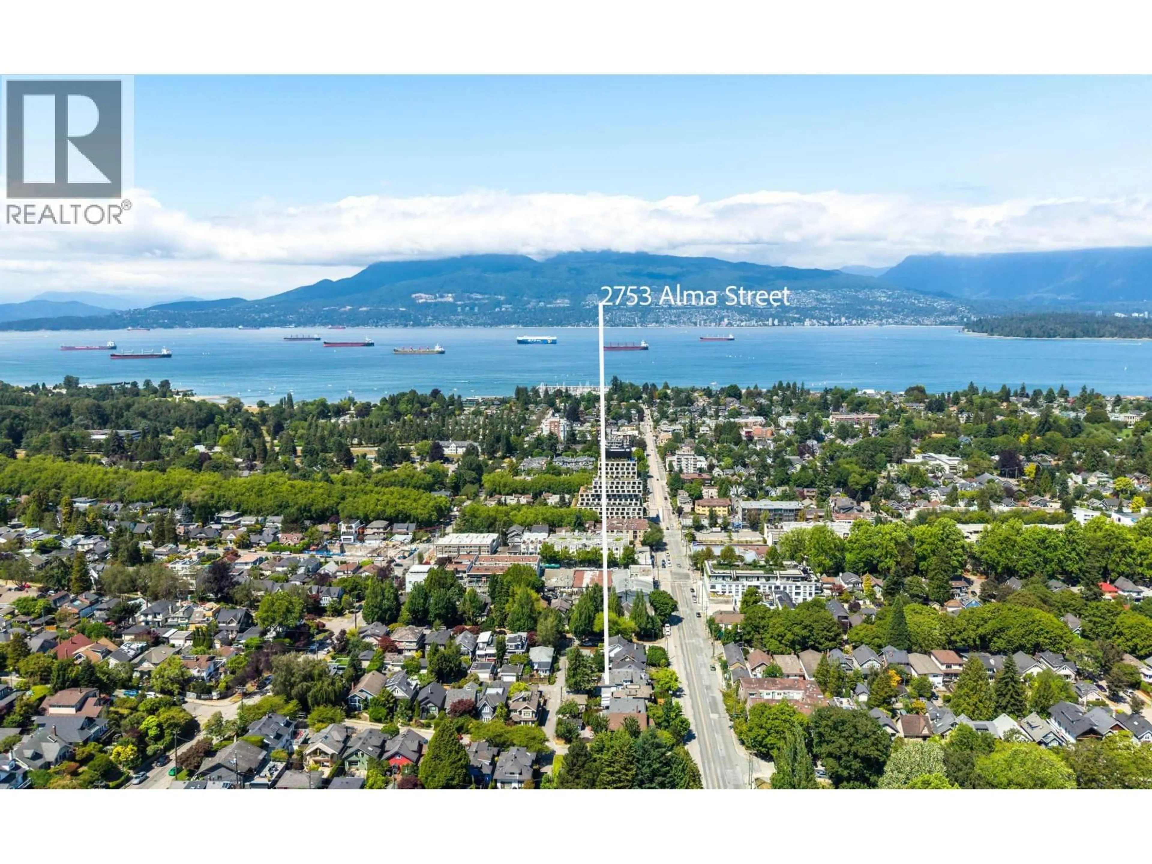 A pic from outside/outdoor area/front of a property/back of a property/a pic from drone, water/lake/river/ocean view for 2753 ALMA STREET, Vancouver British Columbia V6R3S3