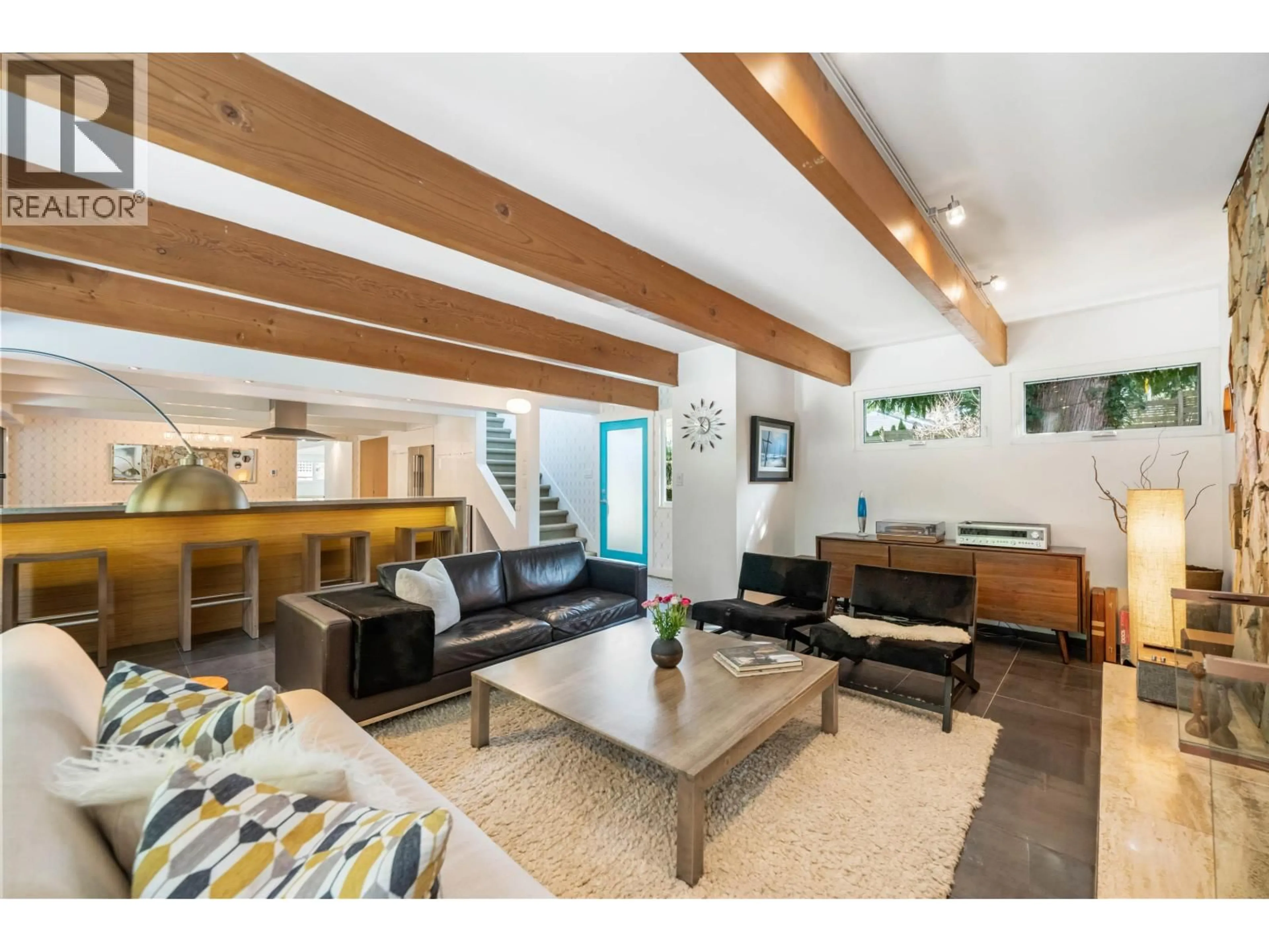 Living room with furniture, wood/laminate floor for 4909 8A AVENUE, Delta British Columbia V4M1S8