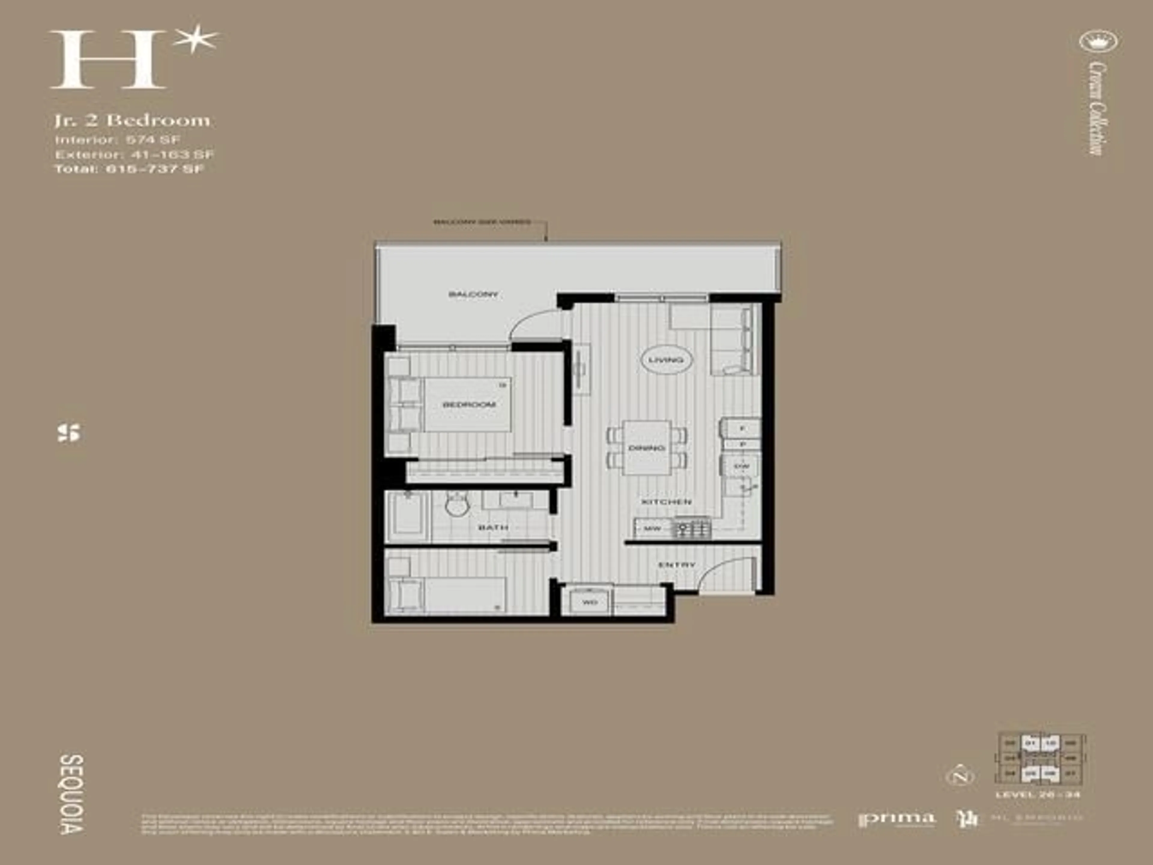 Floor plan for 2505 - 13242 104A, Surrey British Columbia V3T1V1