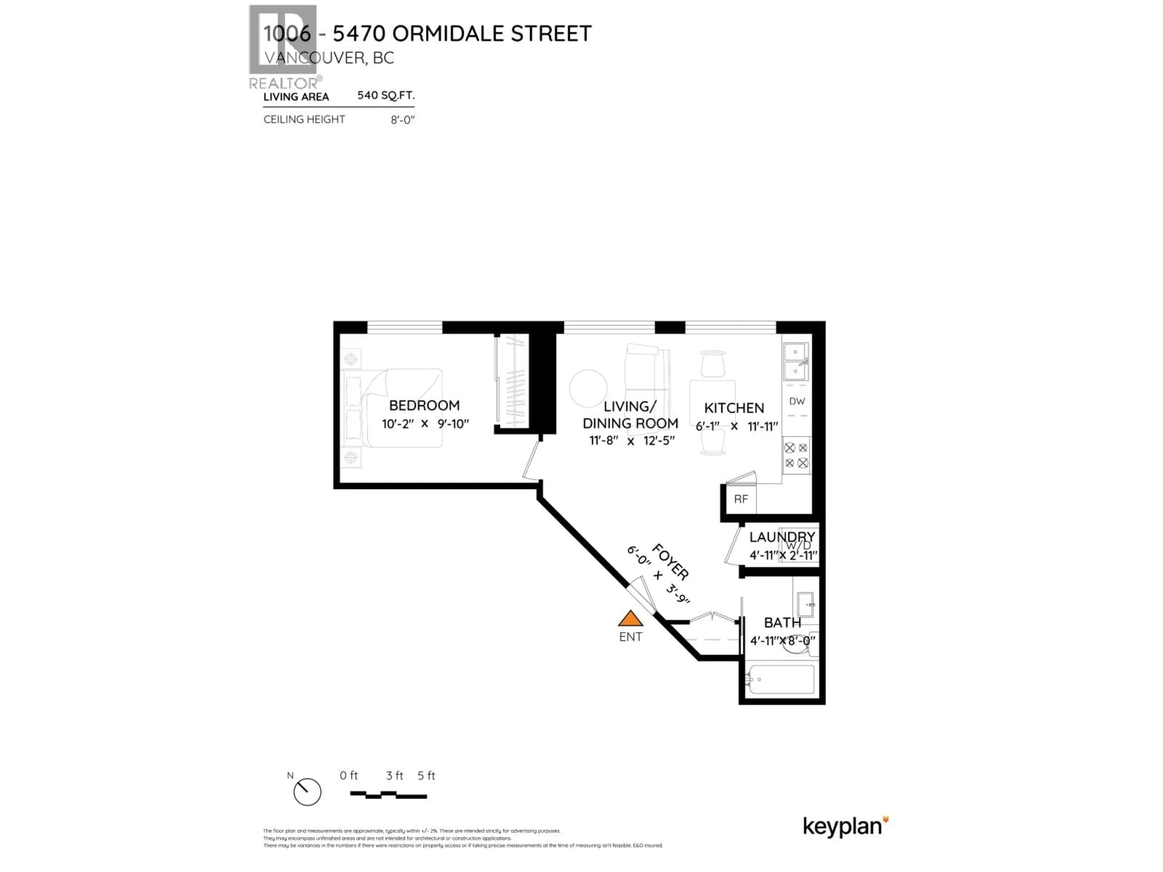 Floor plan for 1006 - 5470 ORMIDALE STREET, Vancouver British Columbia V5R0G6
