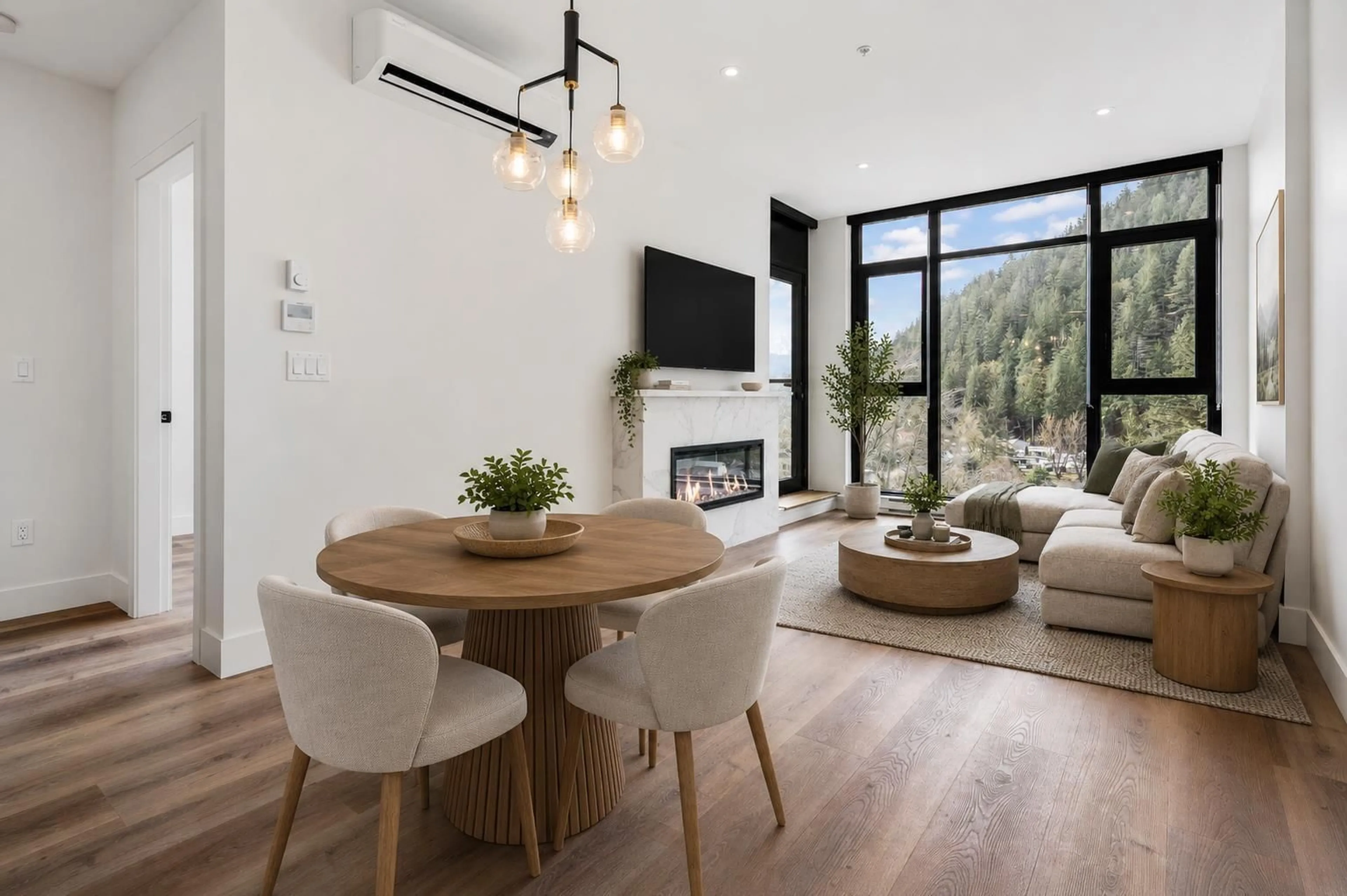 Living room with furniture, wood/laminate floor for 702 - 120 ESPLANADE AVENUE, Harrison Hot Springs British Columbia V0M1K0