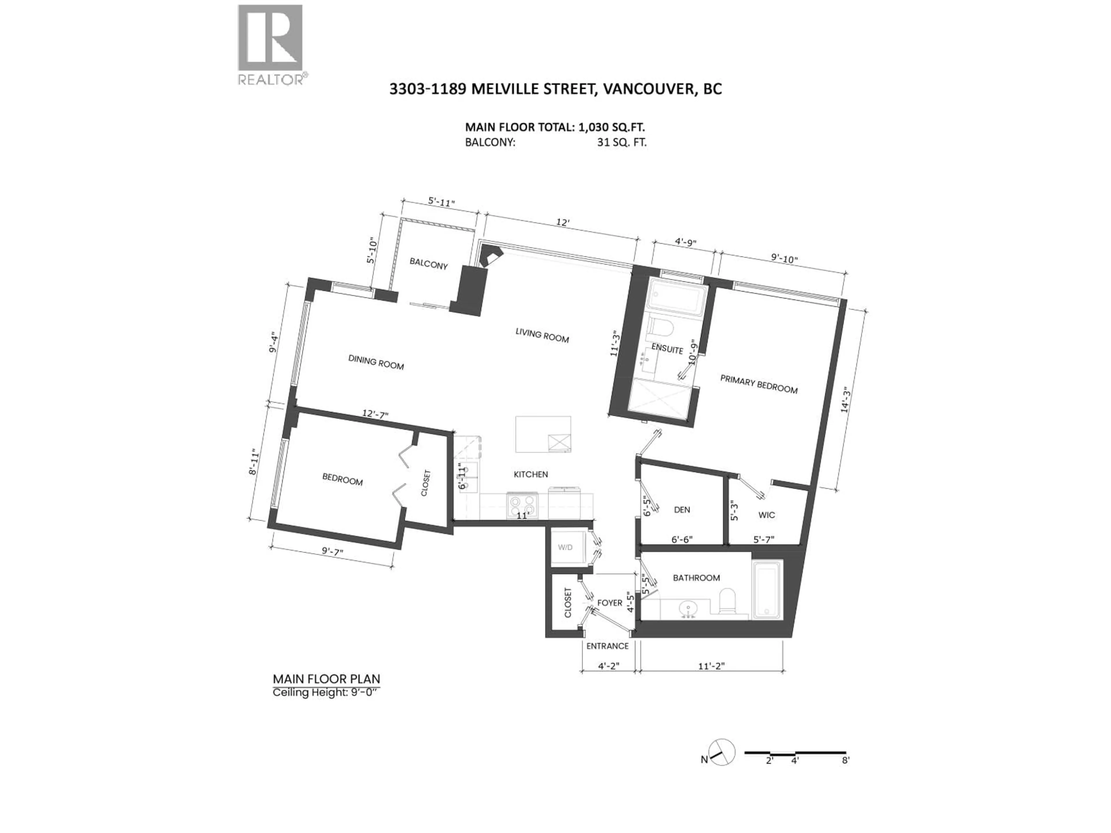 Floor plan for 3303 - 1189 MELVILLE STREET, Vancouver British Columbia V6E4T8