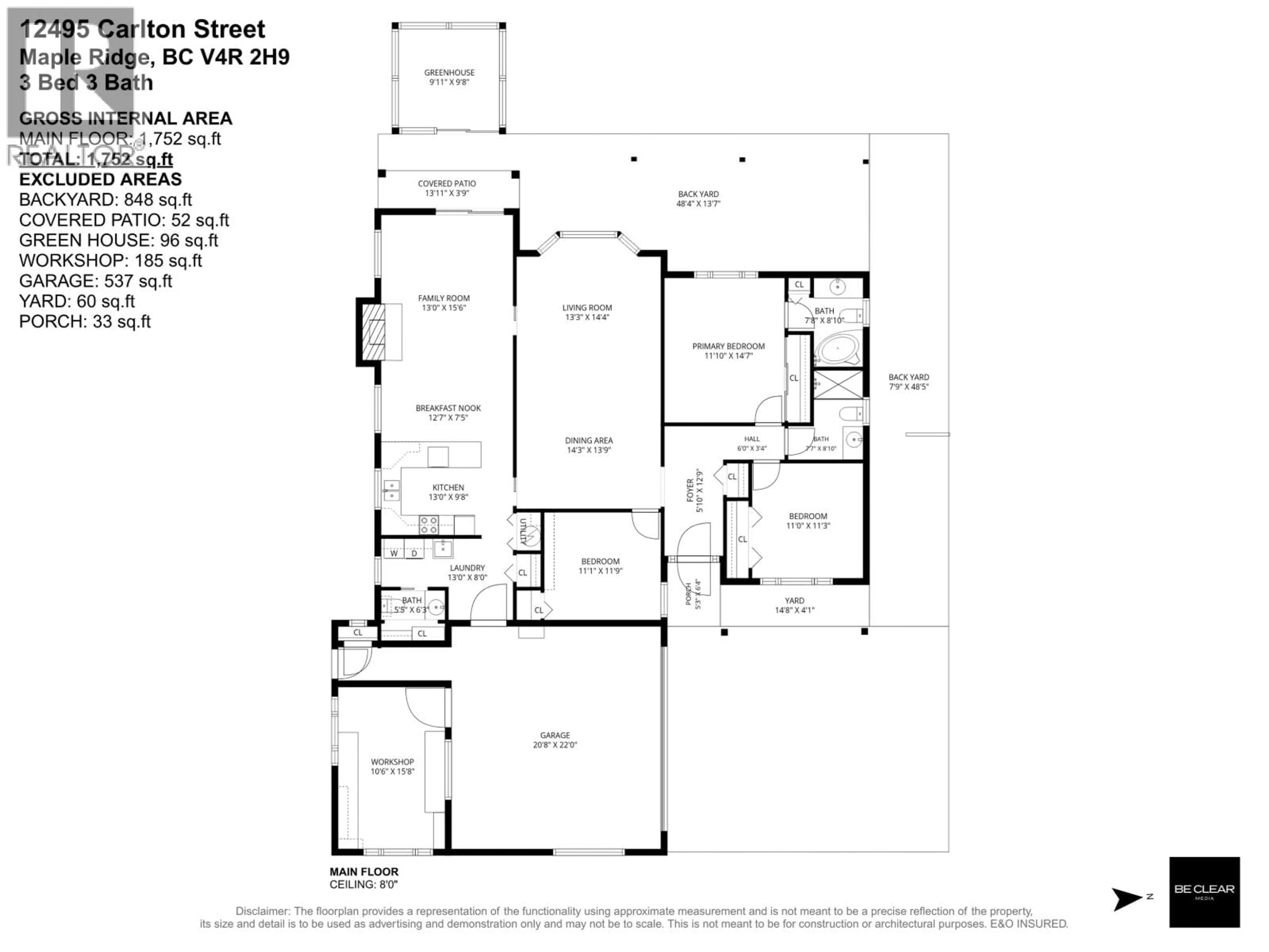 Floor plan for 12495 CARLTON STREET, Maple Ridge British Columbia V4R2H9