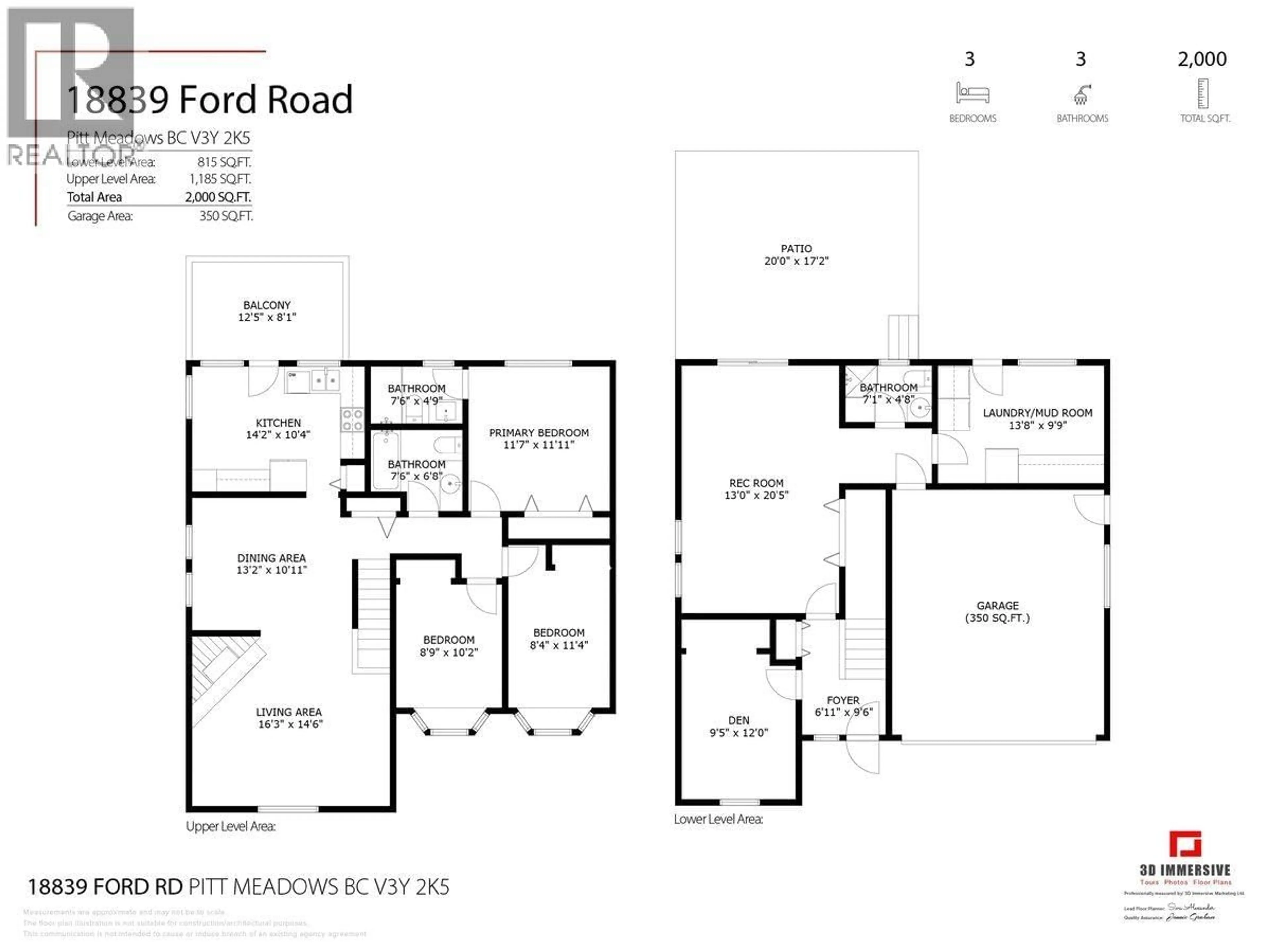 Floor plan for 18839 FORD ROAD, Pitt Meadows British Columbia V3Y2K5
