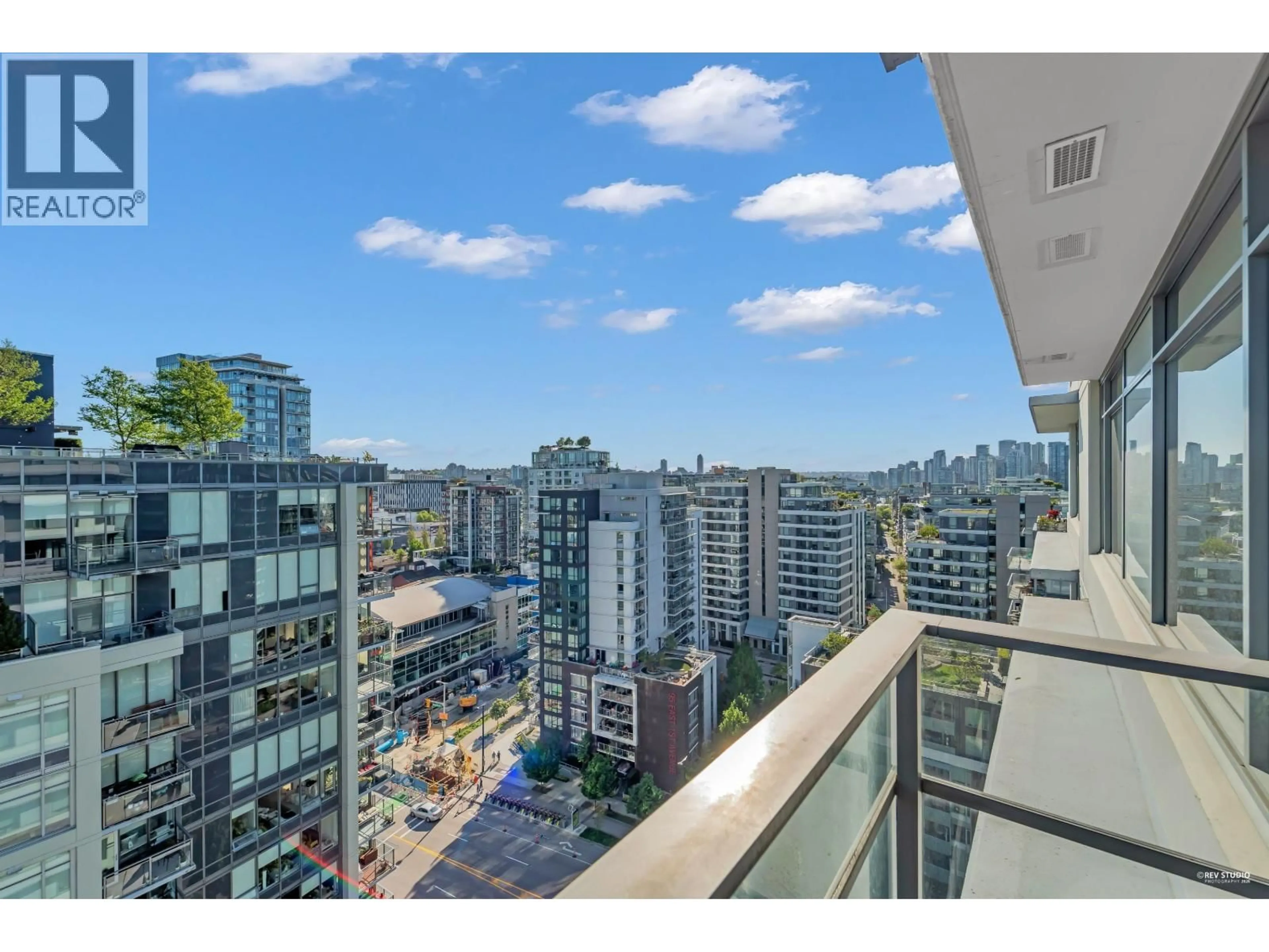 Balcony in the apartment, city buildings view from balcony for 1801 - 110 SWITCHMEN STREET, Vancouver British Columbia V6A0C6