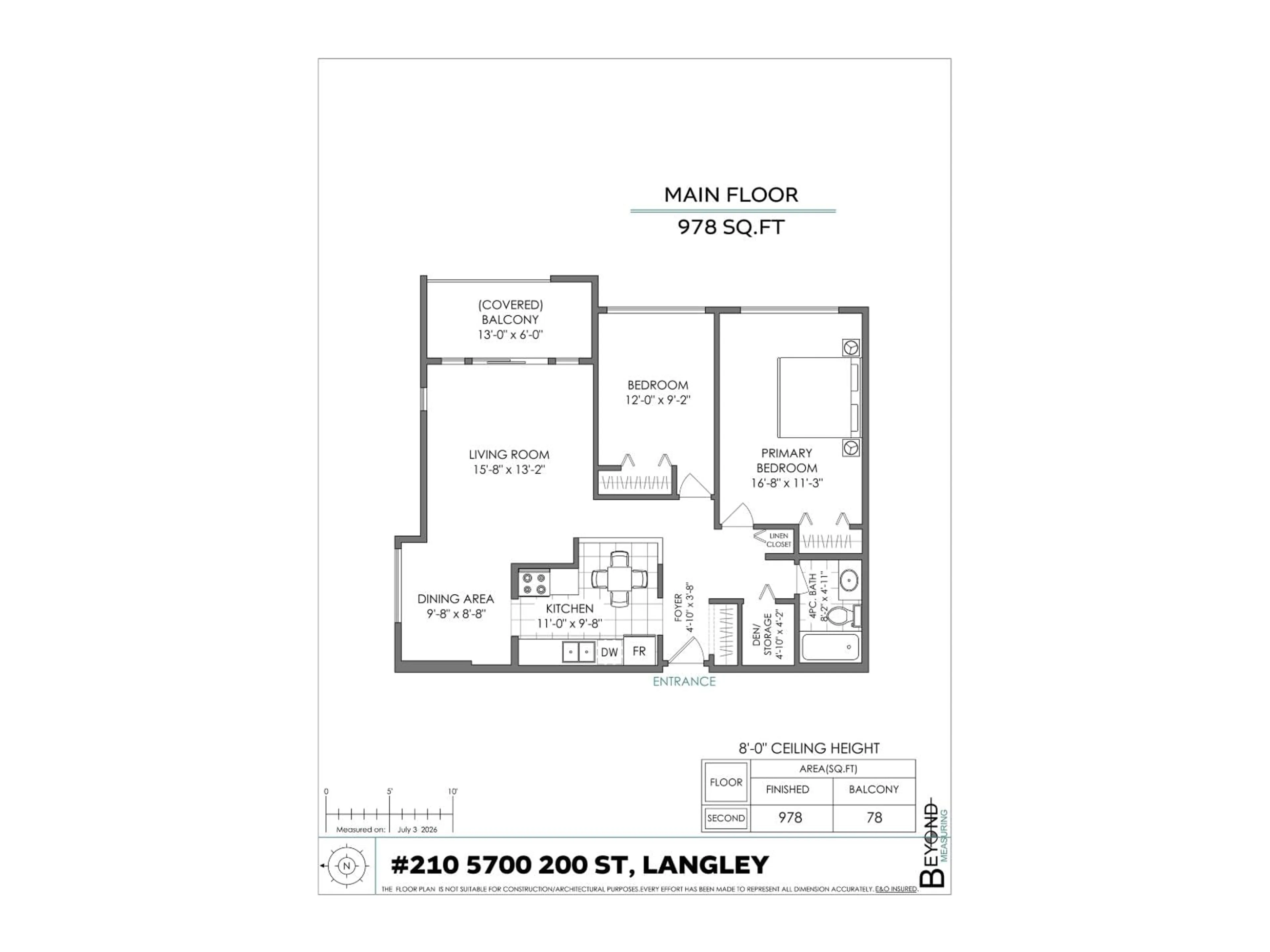 Floor plan for 210 - 5700 200TH STREET, Langley British Columbia V3A7S6