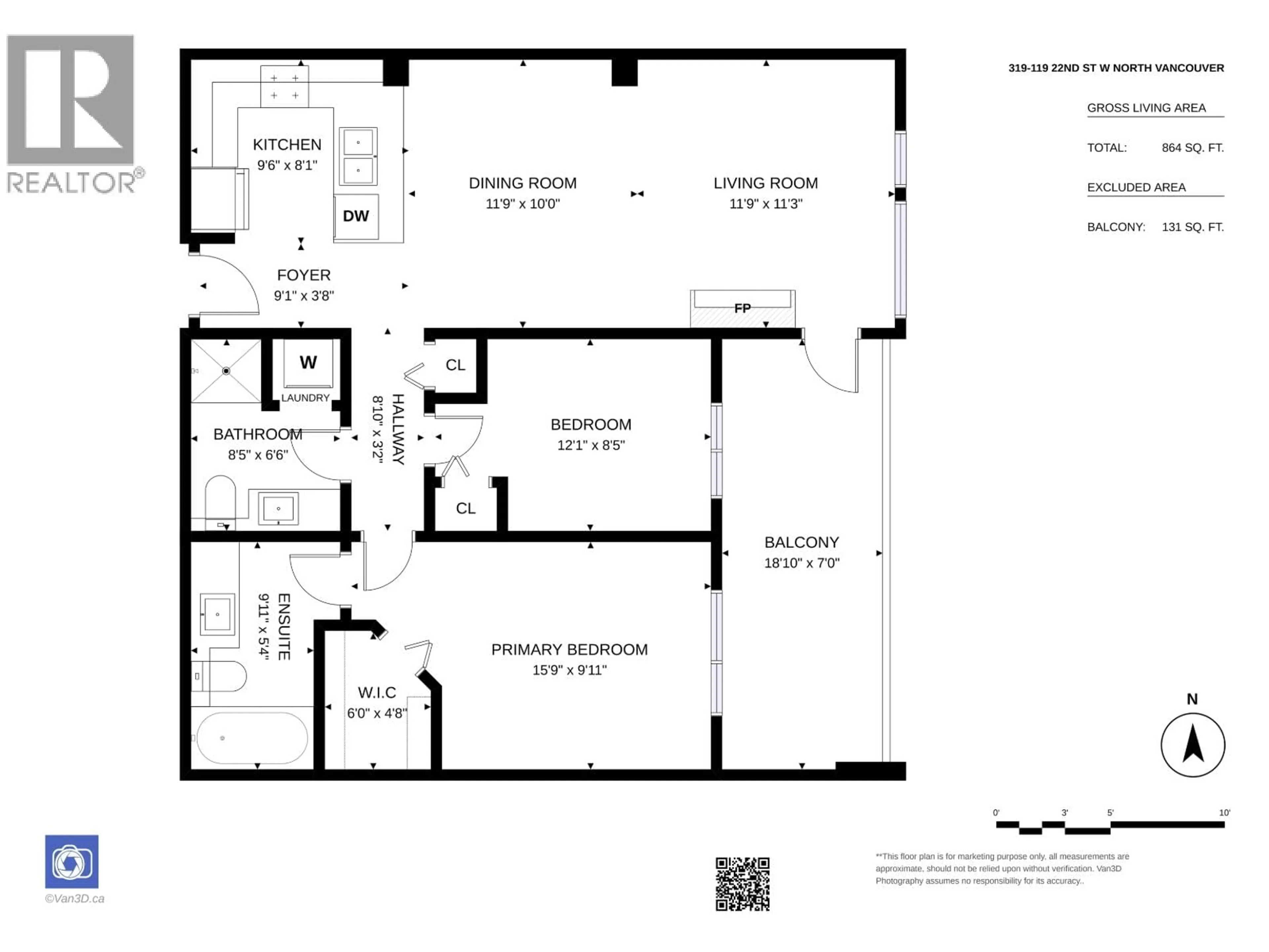 Floor plan for 319 - 119 22ND STREET, North Vancouver British Columbia V7M0B4