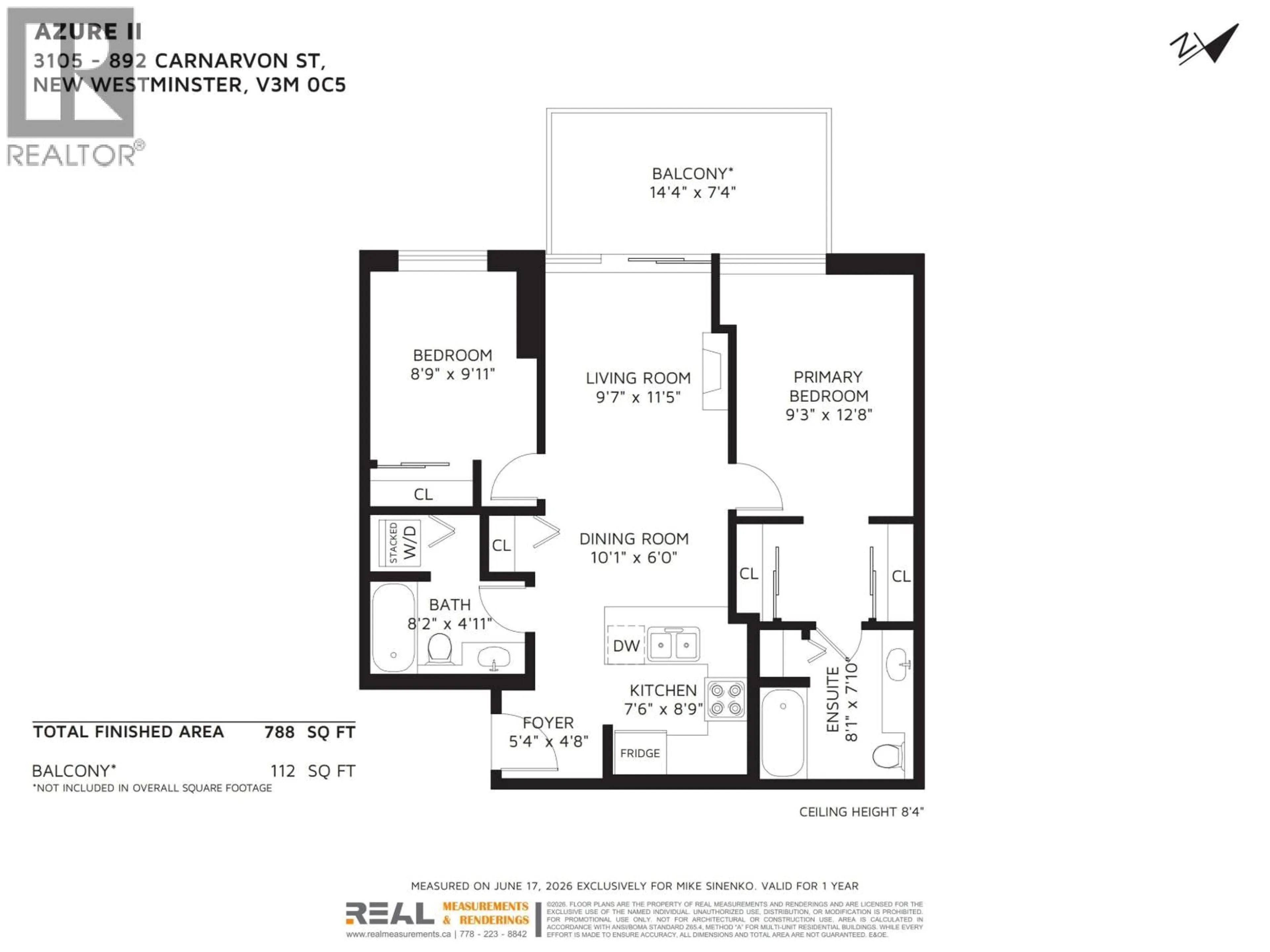 Floor plan for 3105 - 892 CARNARVON STREET, New Westminster British Columbia V3M0C5