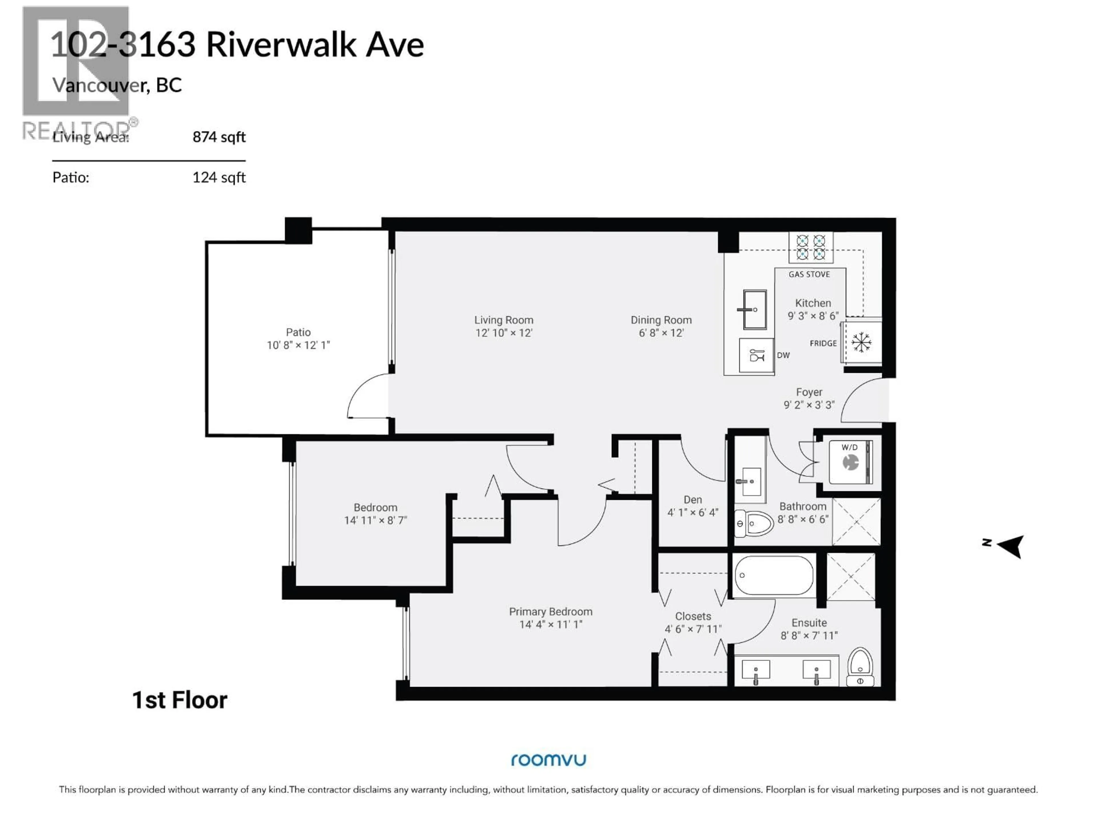 Floor plan for 102 - 3163 RIVERWALK AVENUE, Vancouver British Columbia V5S0A7