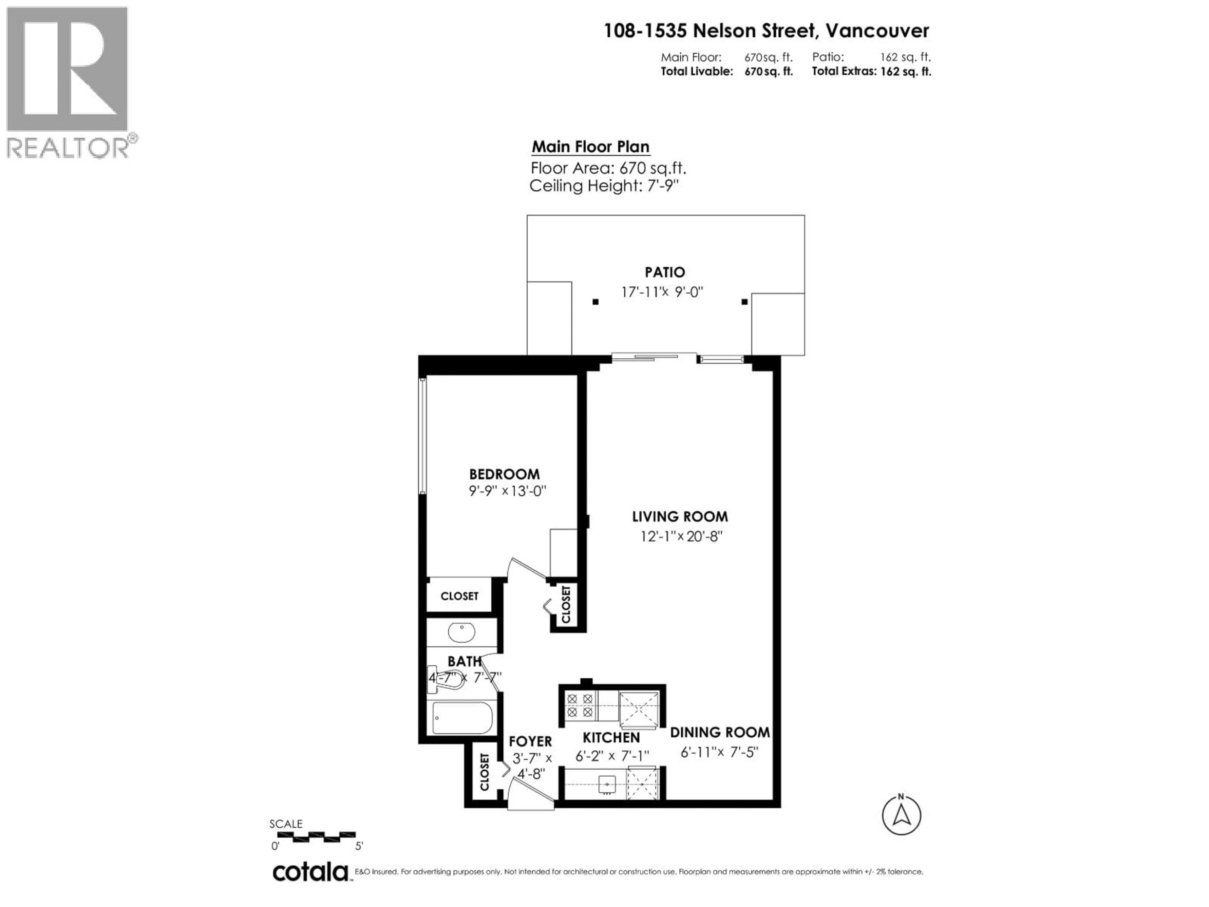 Floor plan for 108 - 1535 NELSON STREET, Vancouver British Columbia V6G1M2
