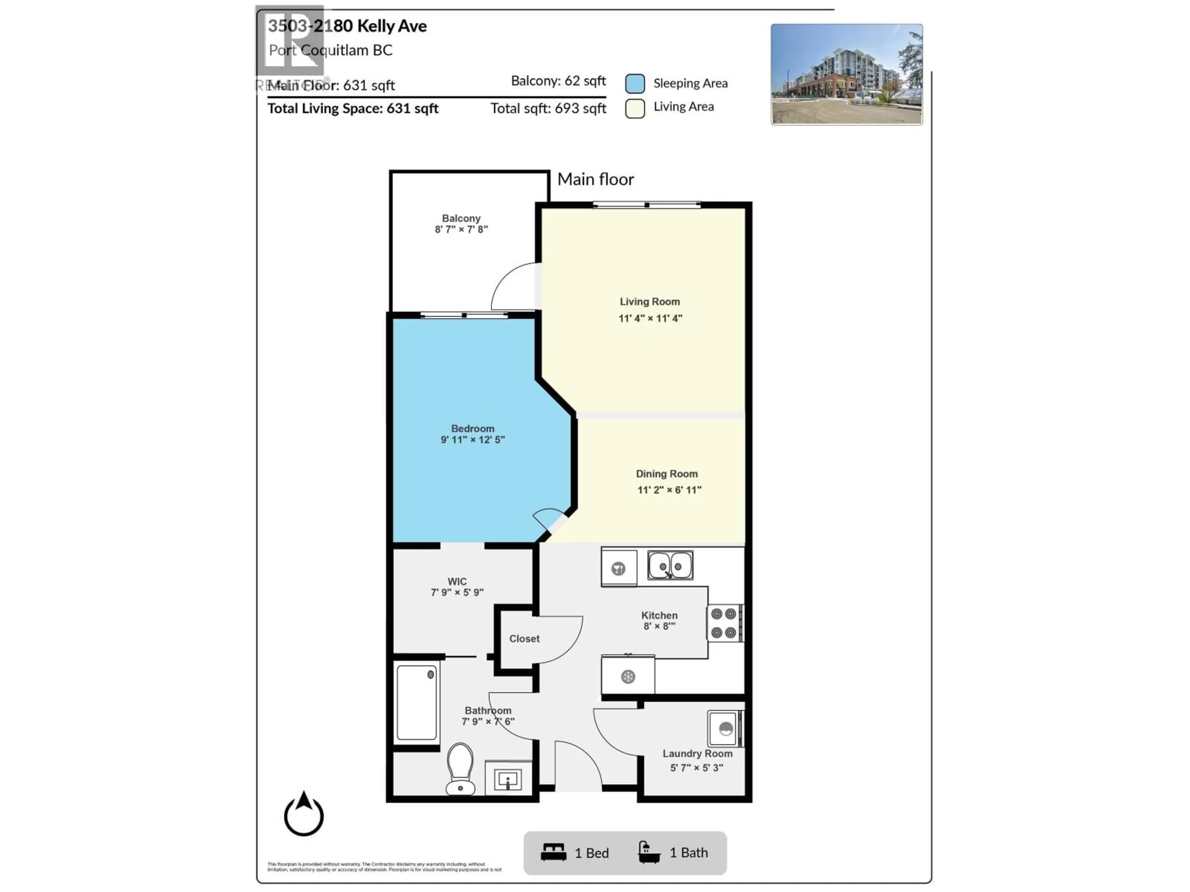 Floor plan for 3503 - 2180 KELLY AVENUE, Port Coquitlam British Columbia V3C0S4