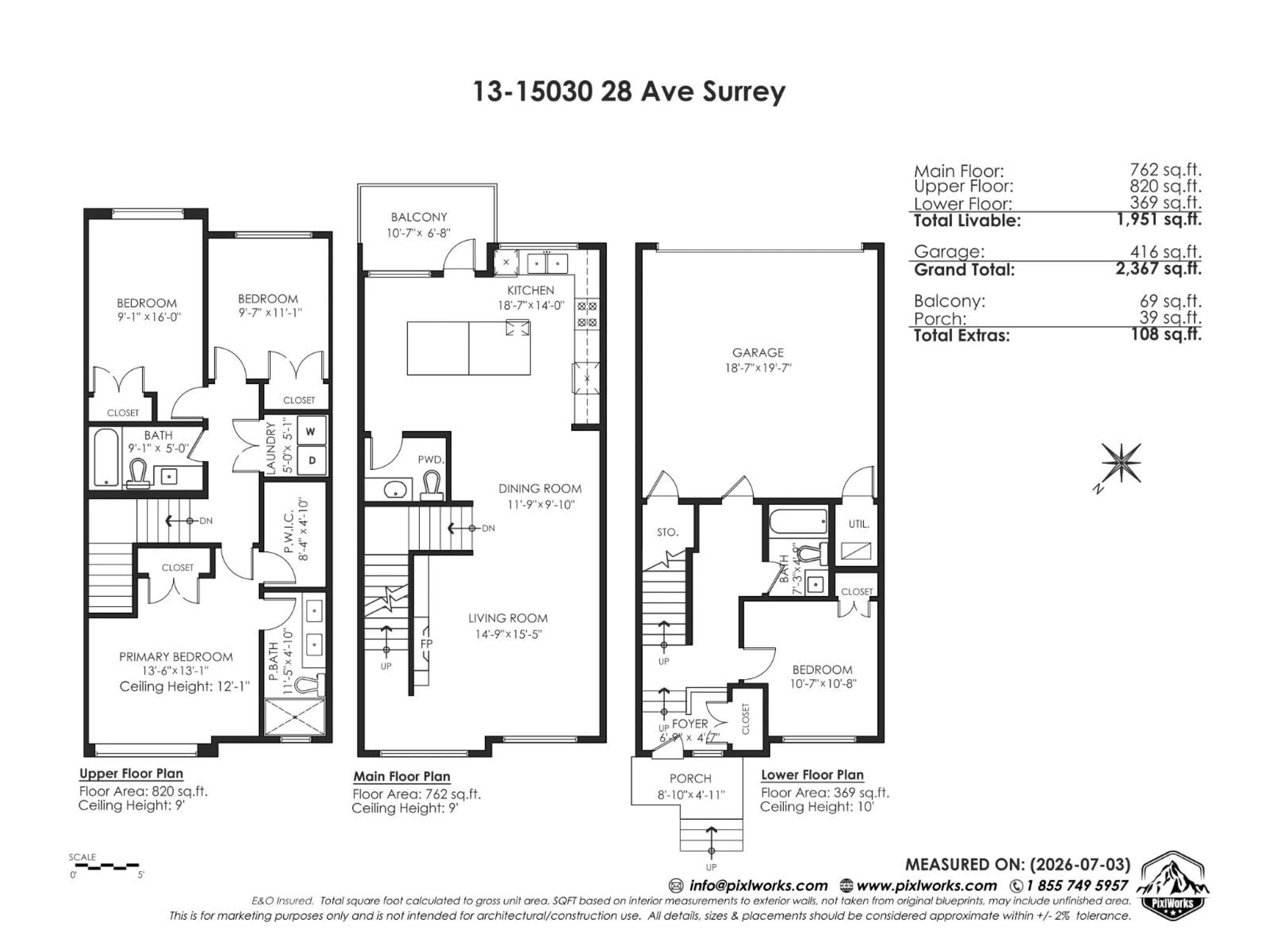 Floor plan for 13 - 15030 28 AVENUE, Surrey British Columbia V4P0H3