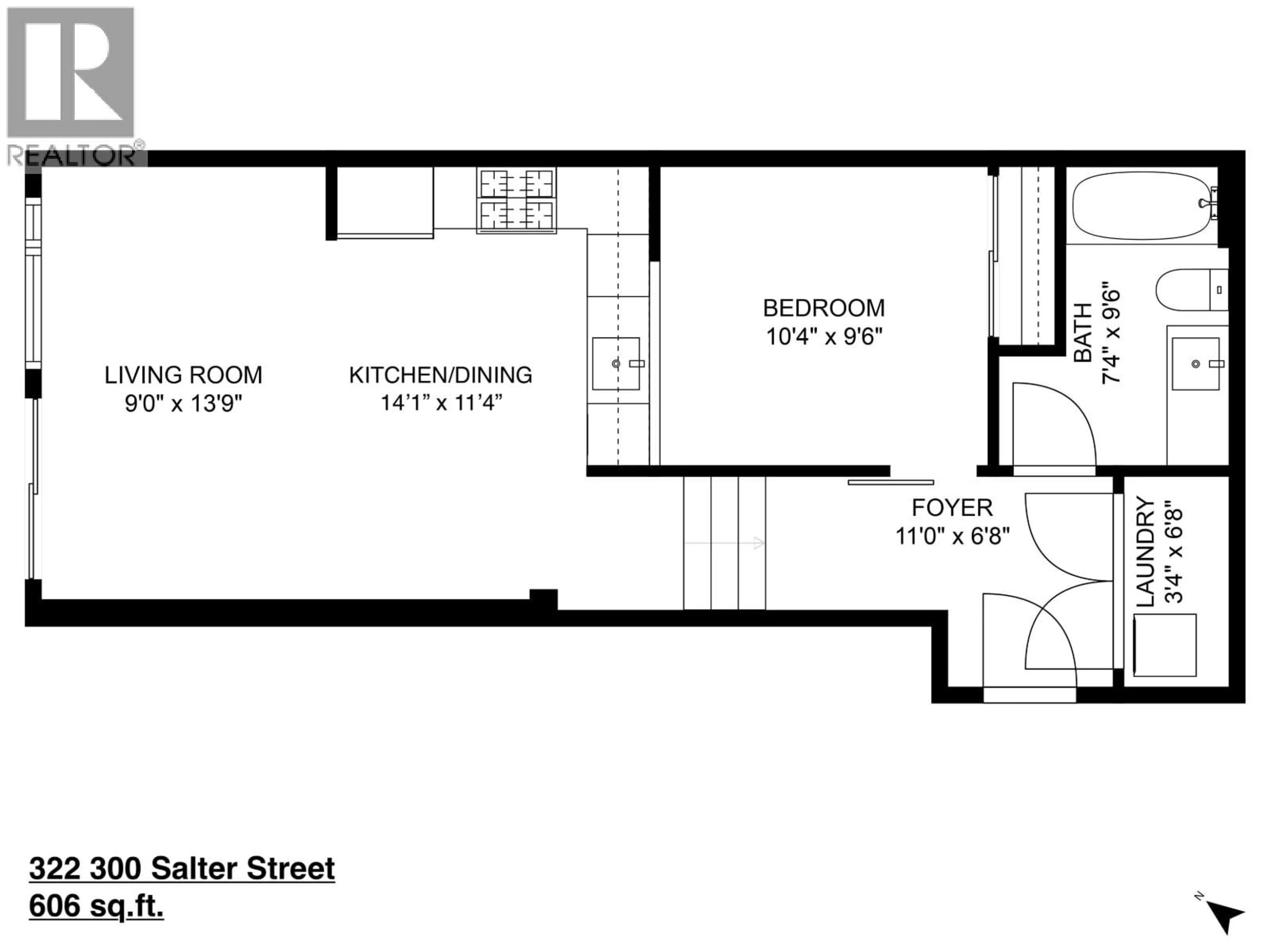 Floor plan for 322 - 300 SALTER STREET, New Westminster British Columbia V3M0L9