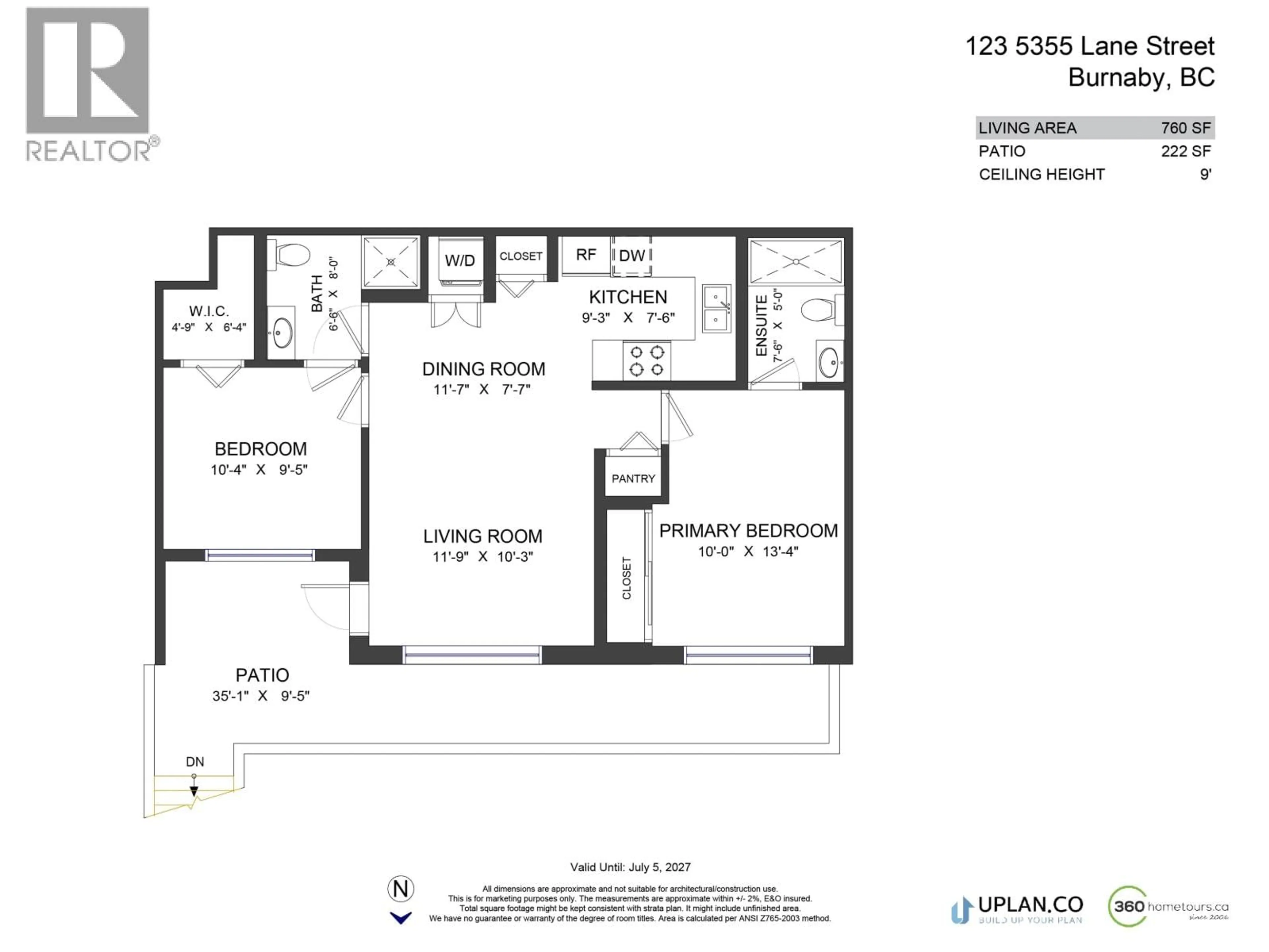 Floor plan for 123 - 5355 LANE STREET, Burnaby British Columbia V5H0H1