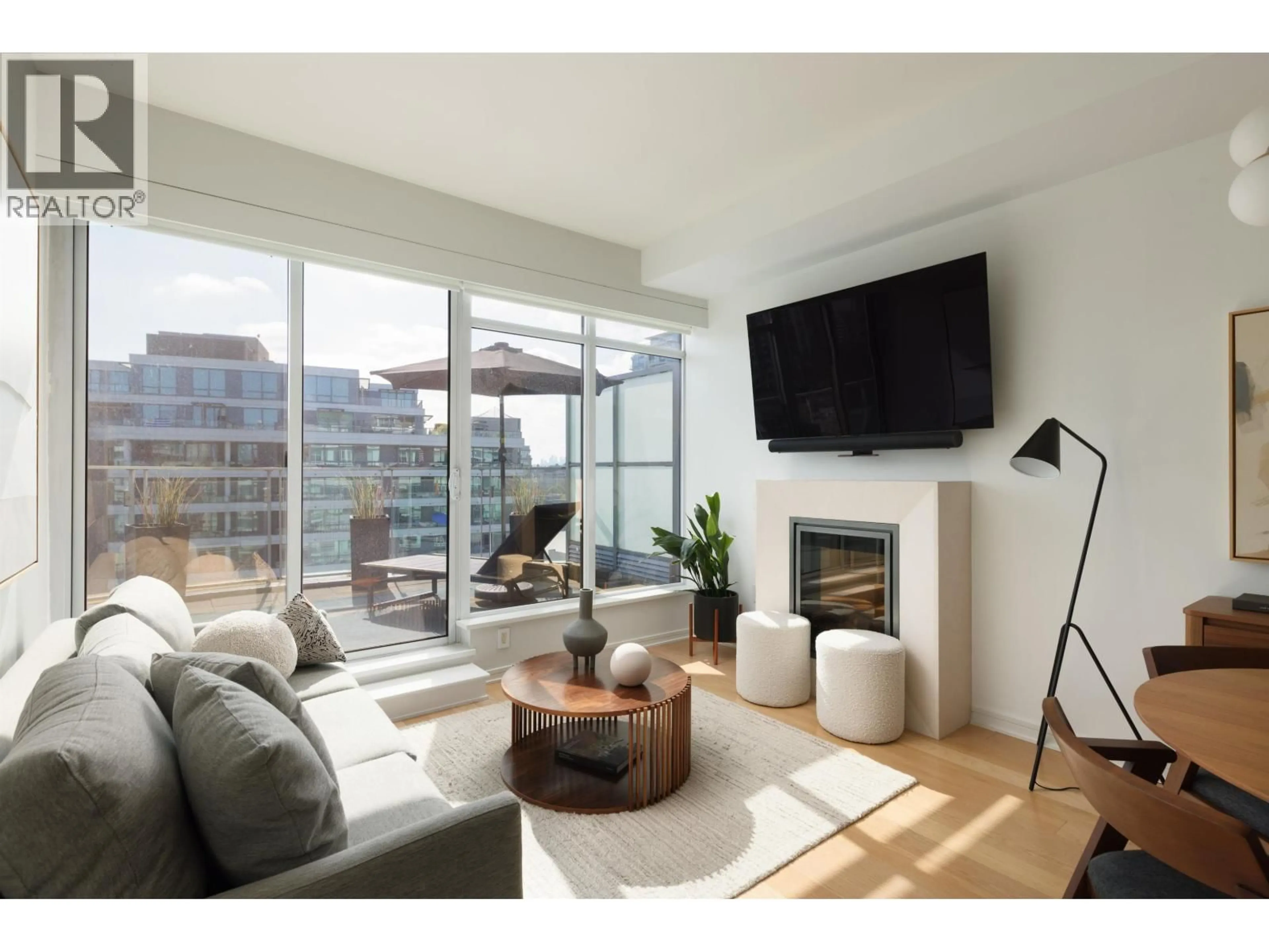 Living room with furniture, wood/laminate floor for 1103 - 1661 ONTARIO STREET, Vancouver British Columbia V5Y0C3