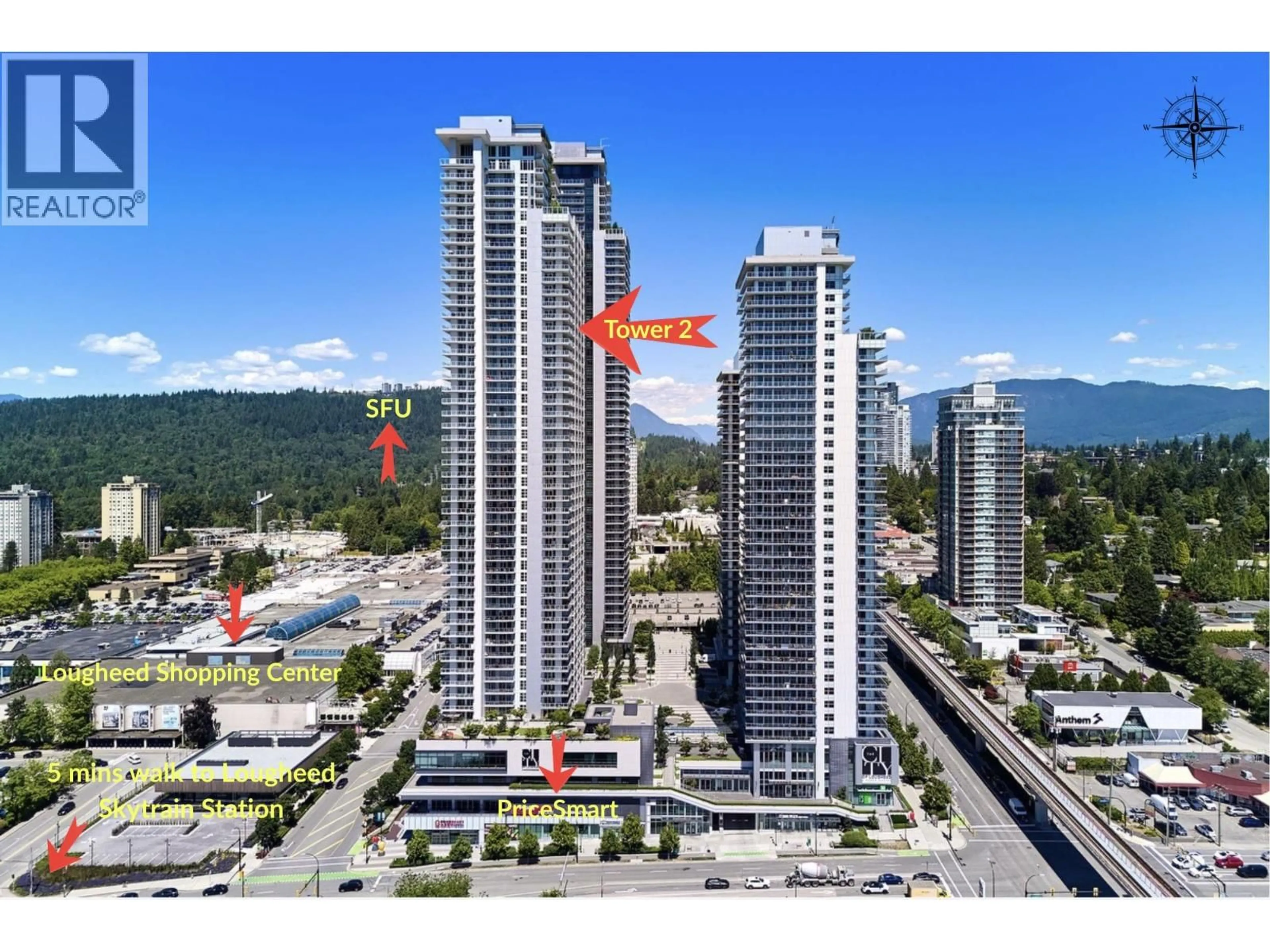 A pic from outside/outdoor area/front of a property/back of a property/a pic from drone, city buildings view from balcony for 3302 - 3833 EVERGREEN PLACE, Burnaby British Columbia V3J0M2
