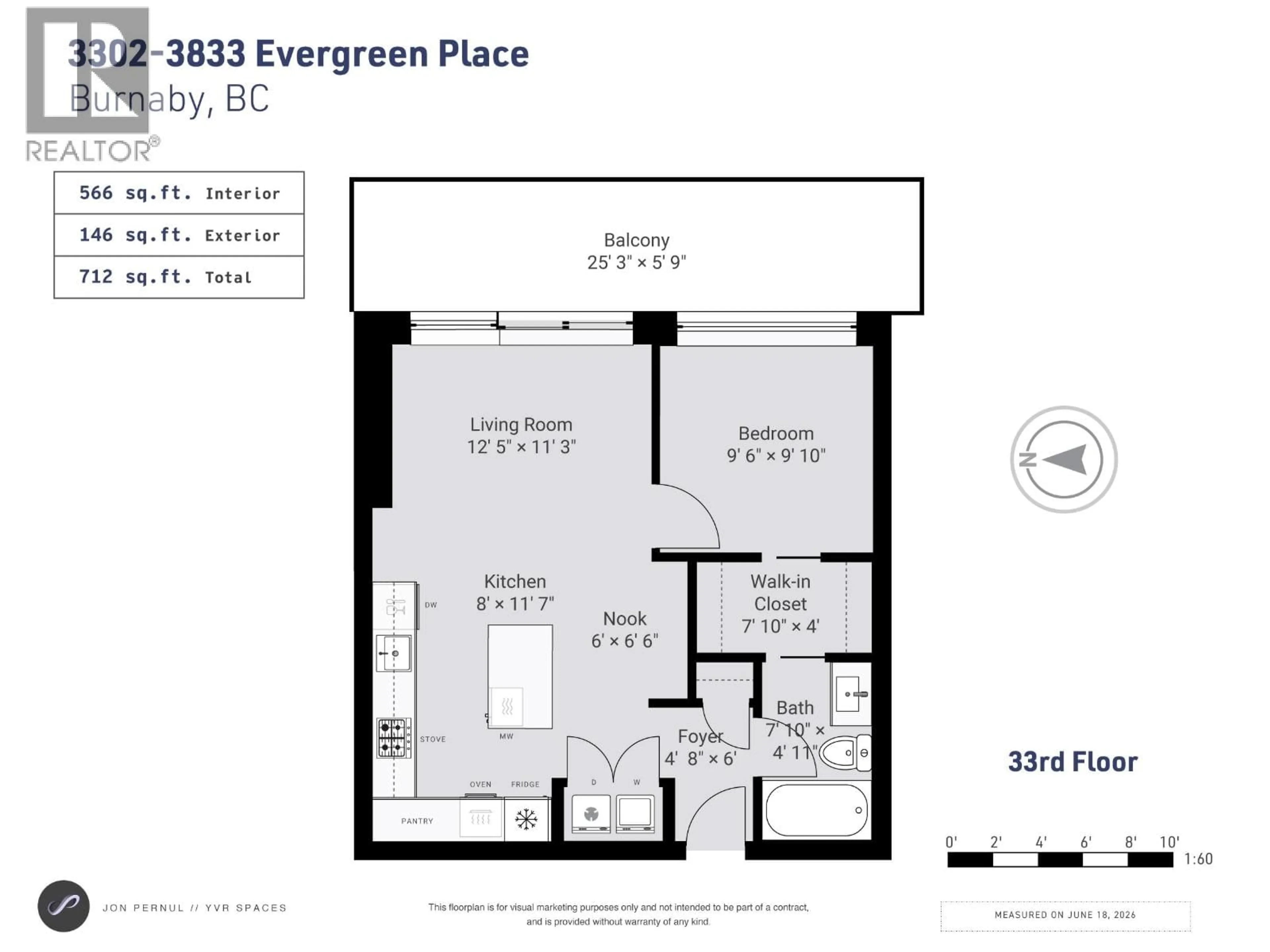Floor plan for 3302 - 3833 EVERGREEN PLACE, Burnaby British Columbia V3J0M2