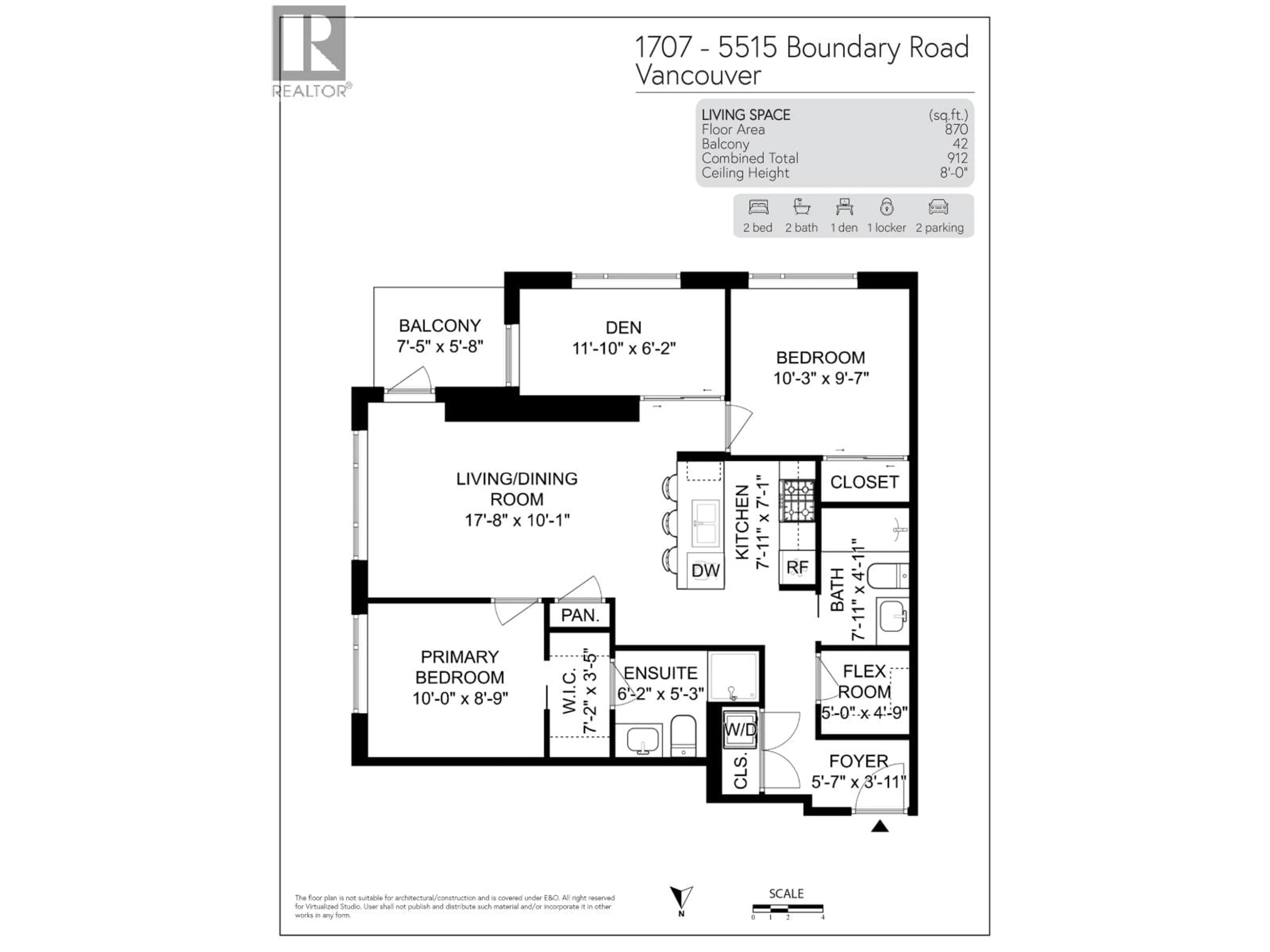 Floor plan for 1707 - 5515 BOUNDARY ROAD, Vancouver British Columbia V5R0E3