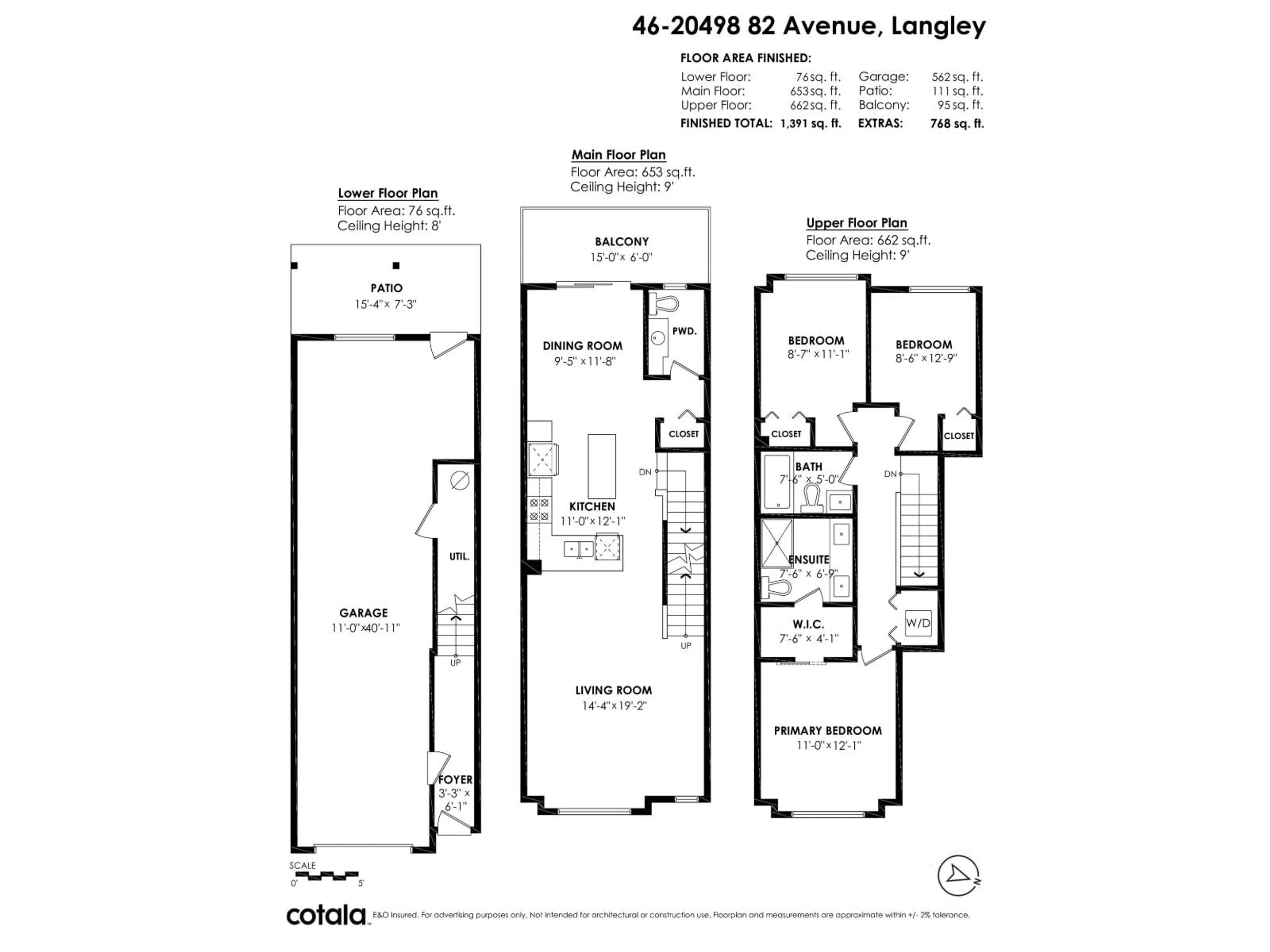 Floor plan for 46 - 20498 82 AVENUE, Langley British Columbia V2Y0V1