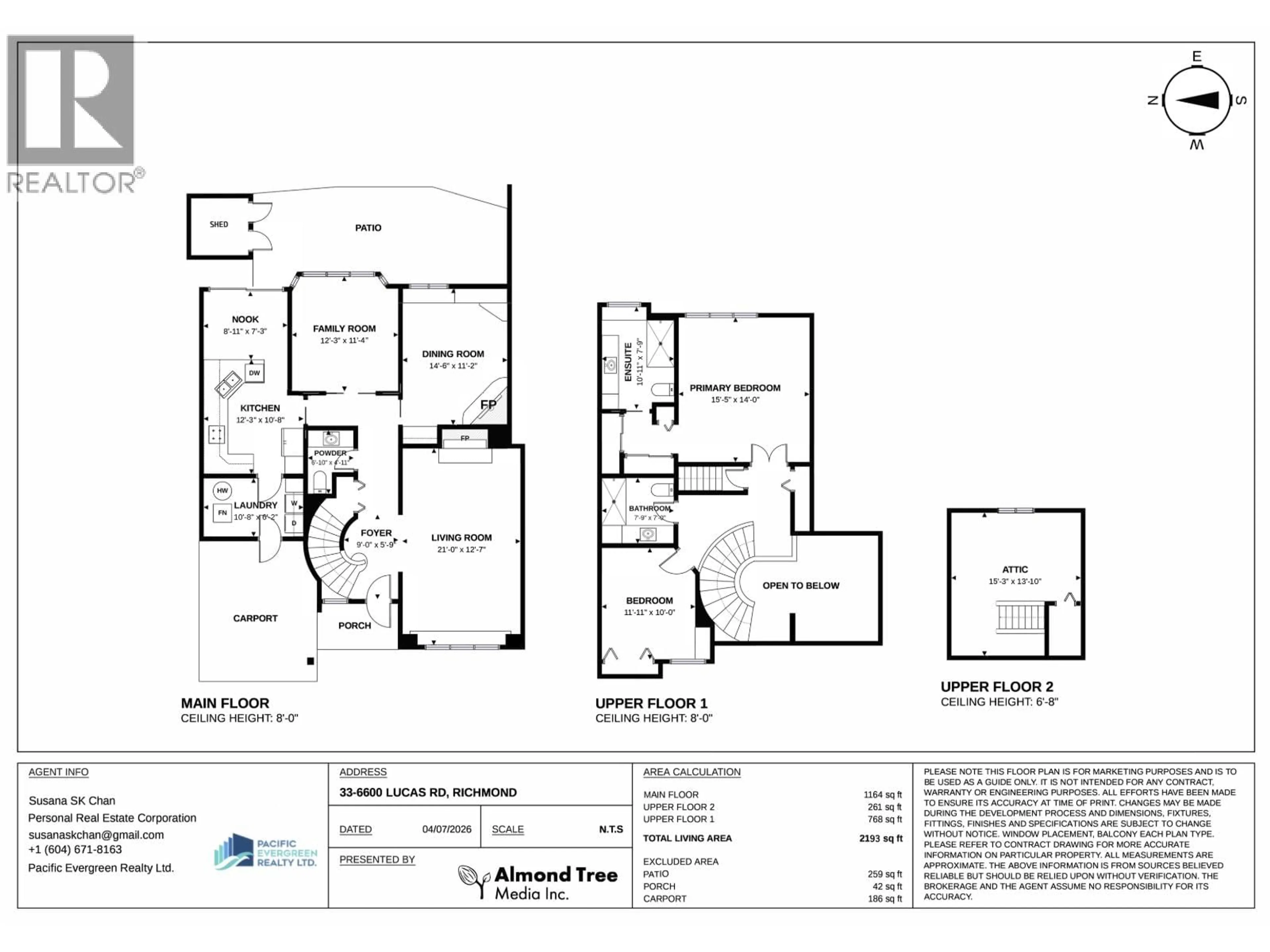 Floor plan for 33 - 6600 LUCAS ROAD, Richmond British Columbia V7C4T1