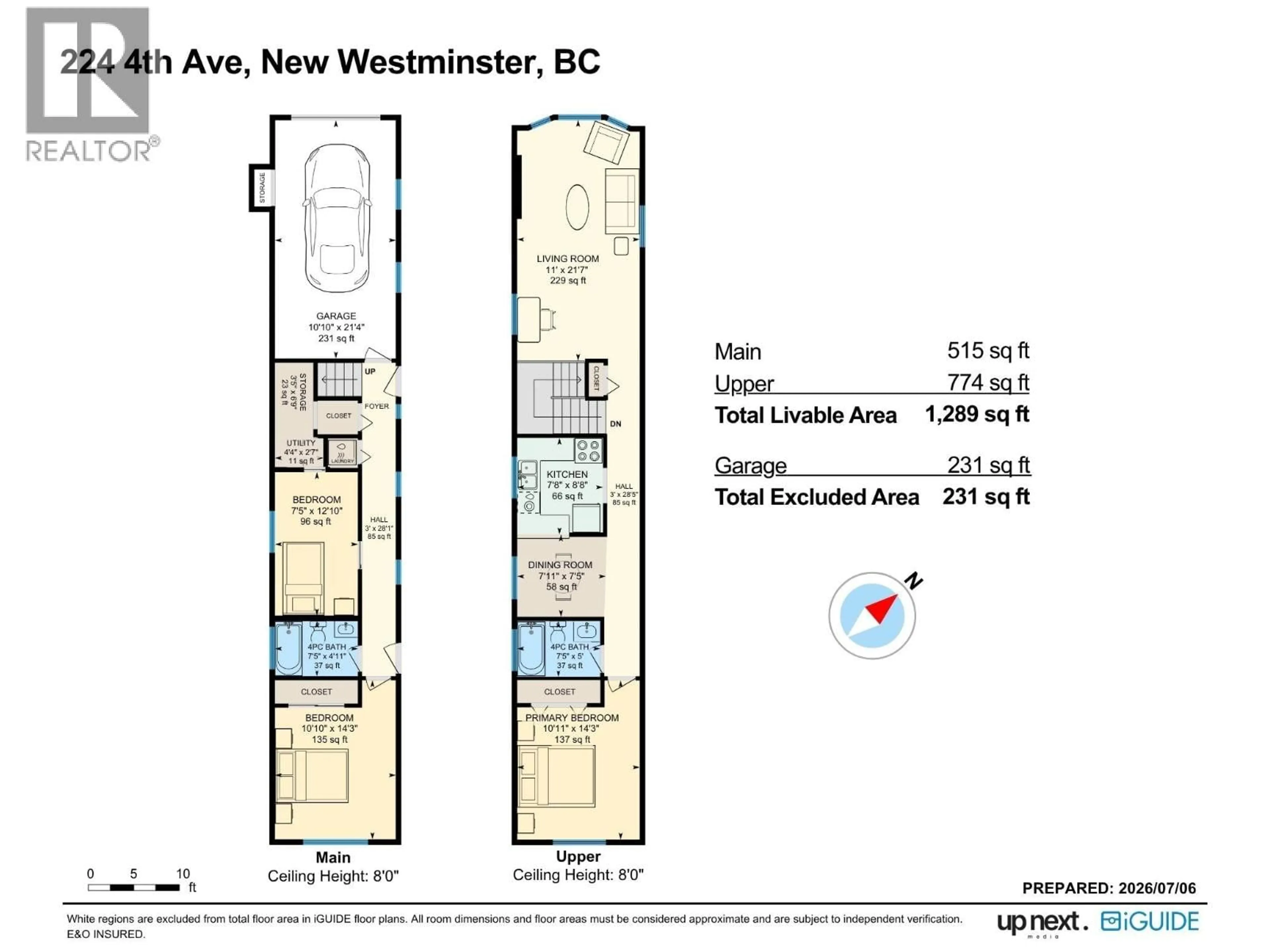 Floor plan for 224 FOURTH AVENUE, New Westminster British Columbia V3L1N7