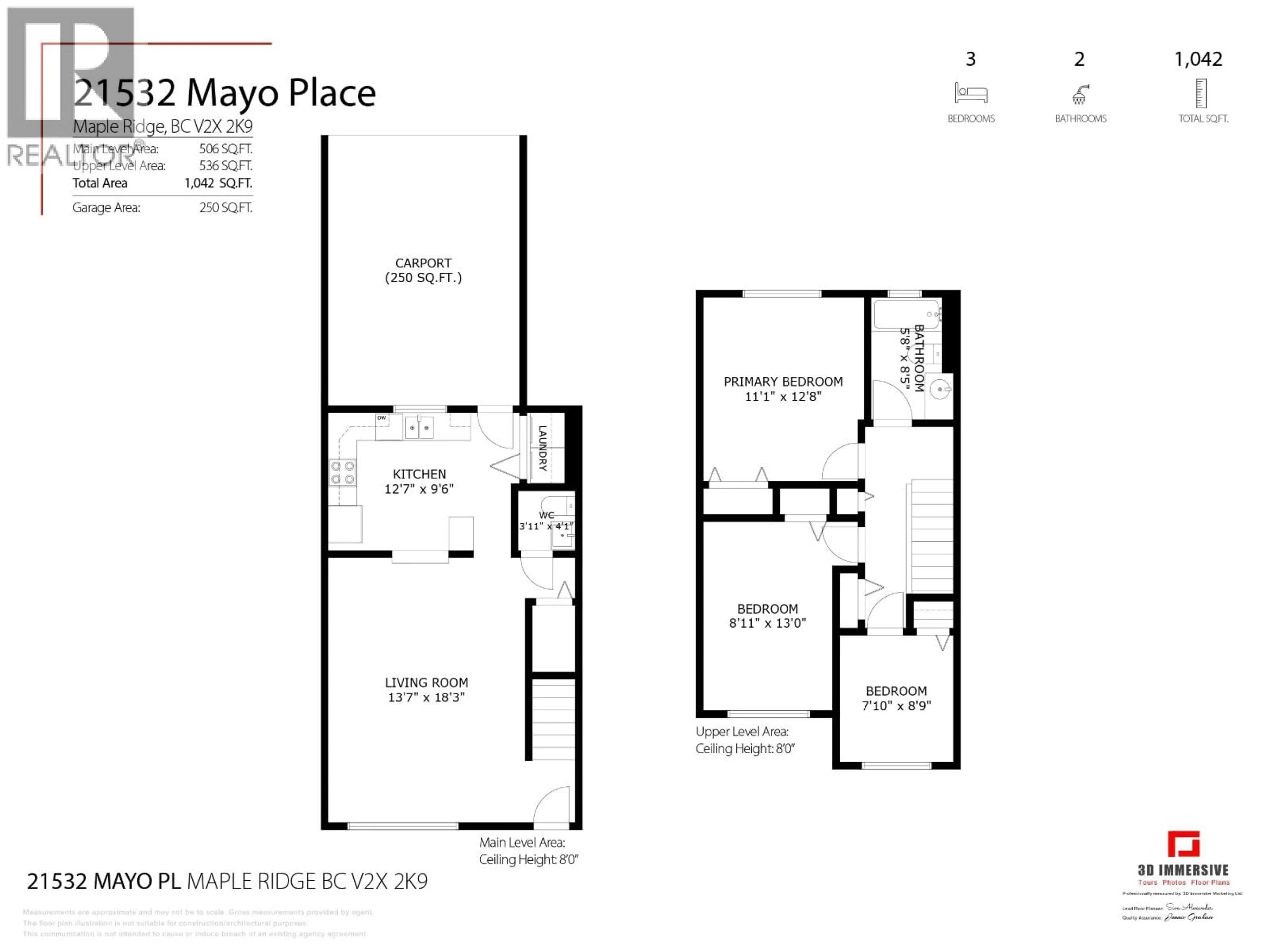 Floor plan for 21532 MAYO PLACE, Maple Ridge British Columbia V2X2K9