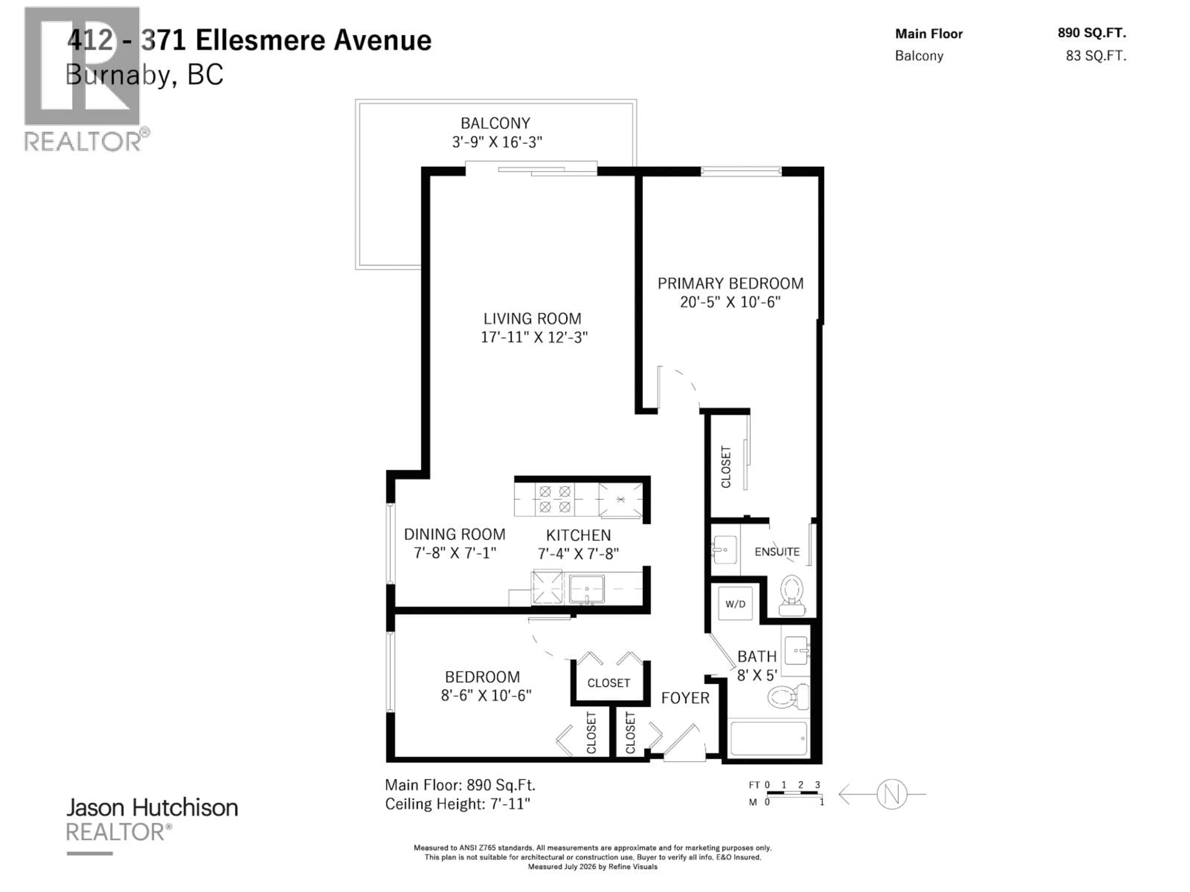 Floor plan for 412 - 371 ELLESMERE AVENUE, Burnaby British Columbia V5B3T1