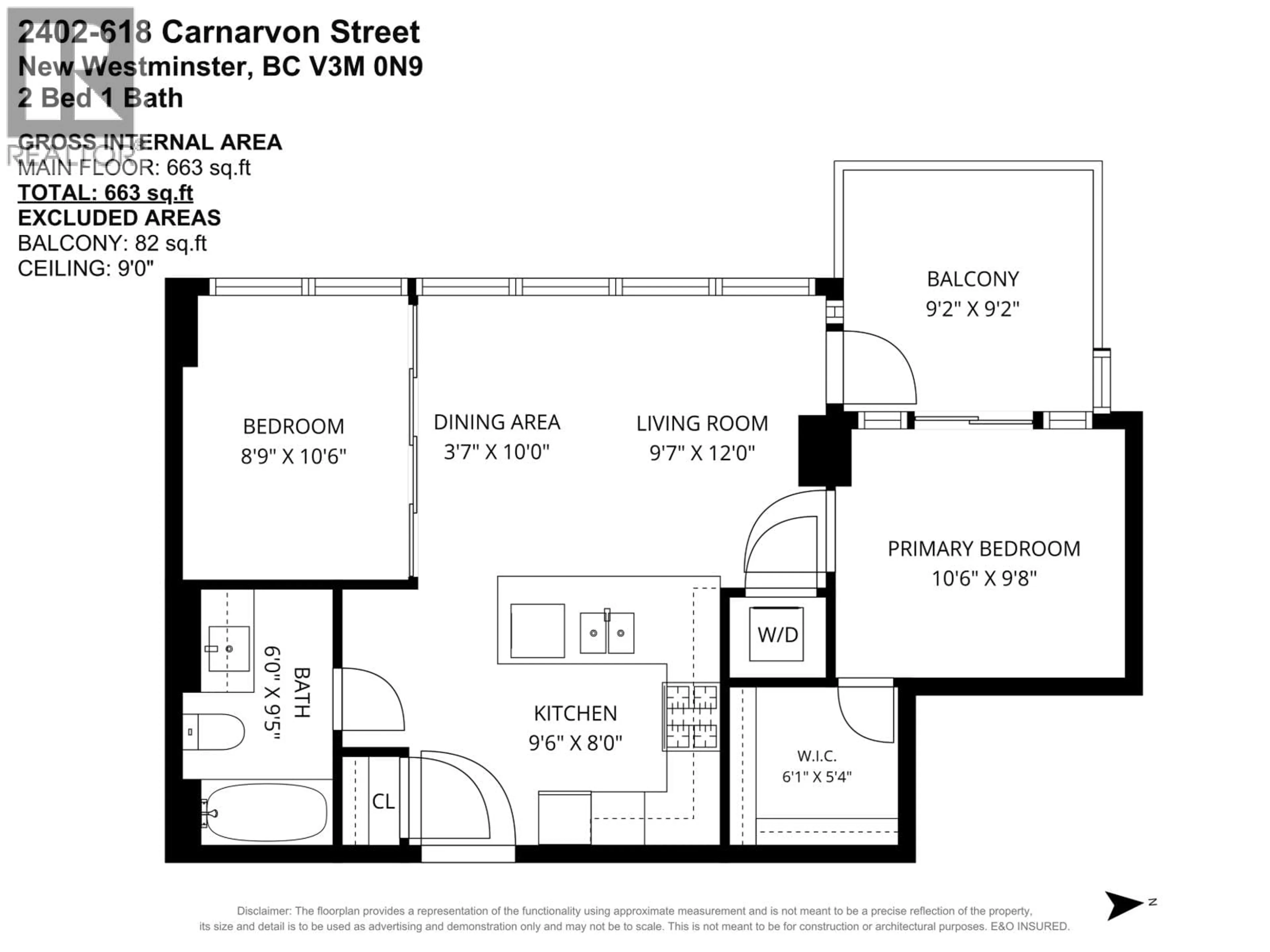 Floor plan for 2402 - 618 CARNARVON STREET, New Westminster British Columbia V3M0N9
