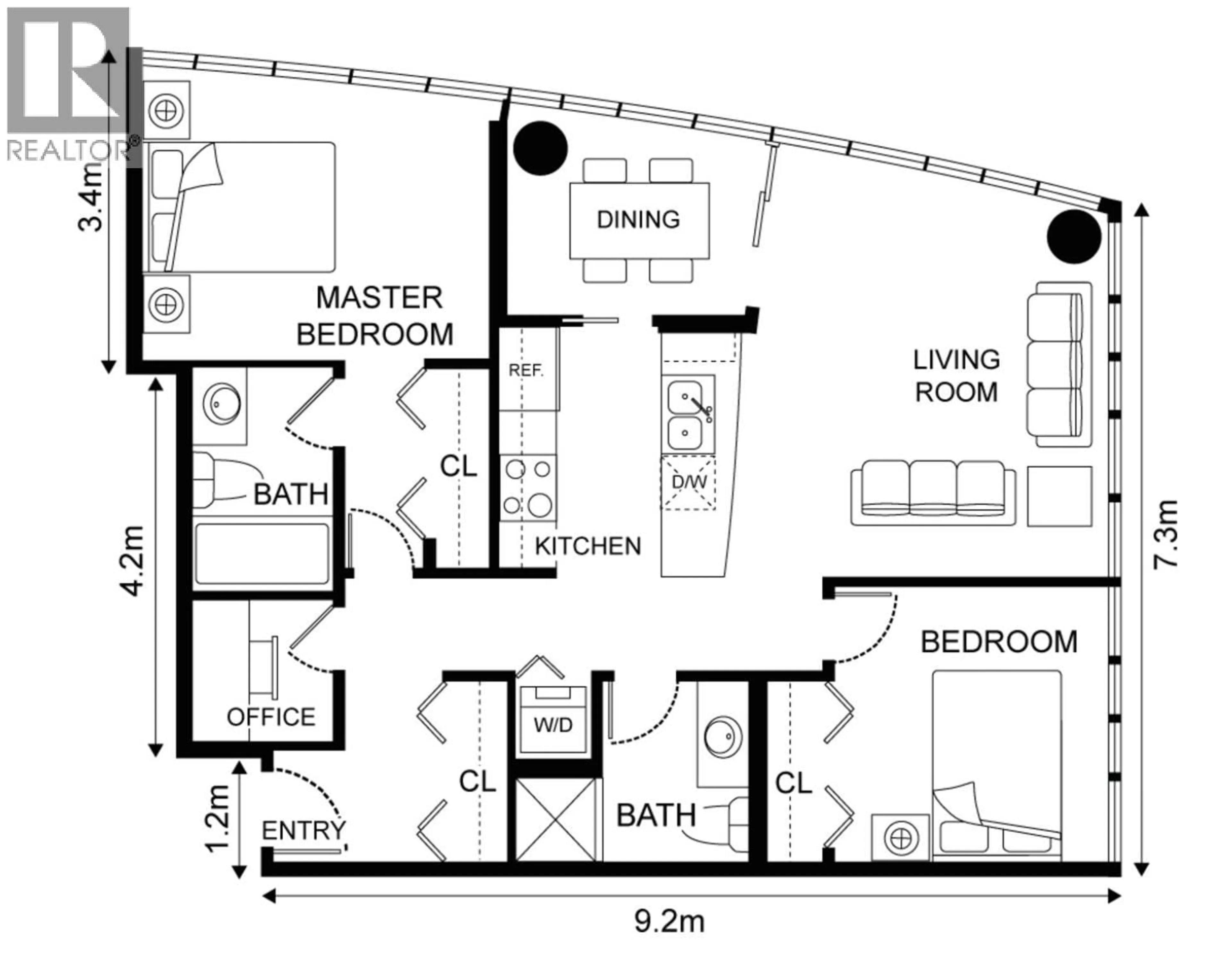 Floor plan for 1710 - 610 GRANVILLE STREET, Vancouver British Columbia V6C3T3