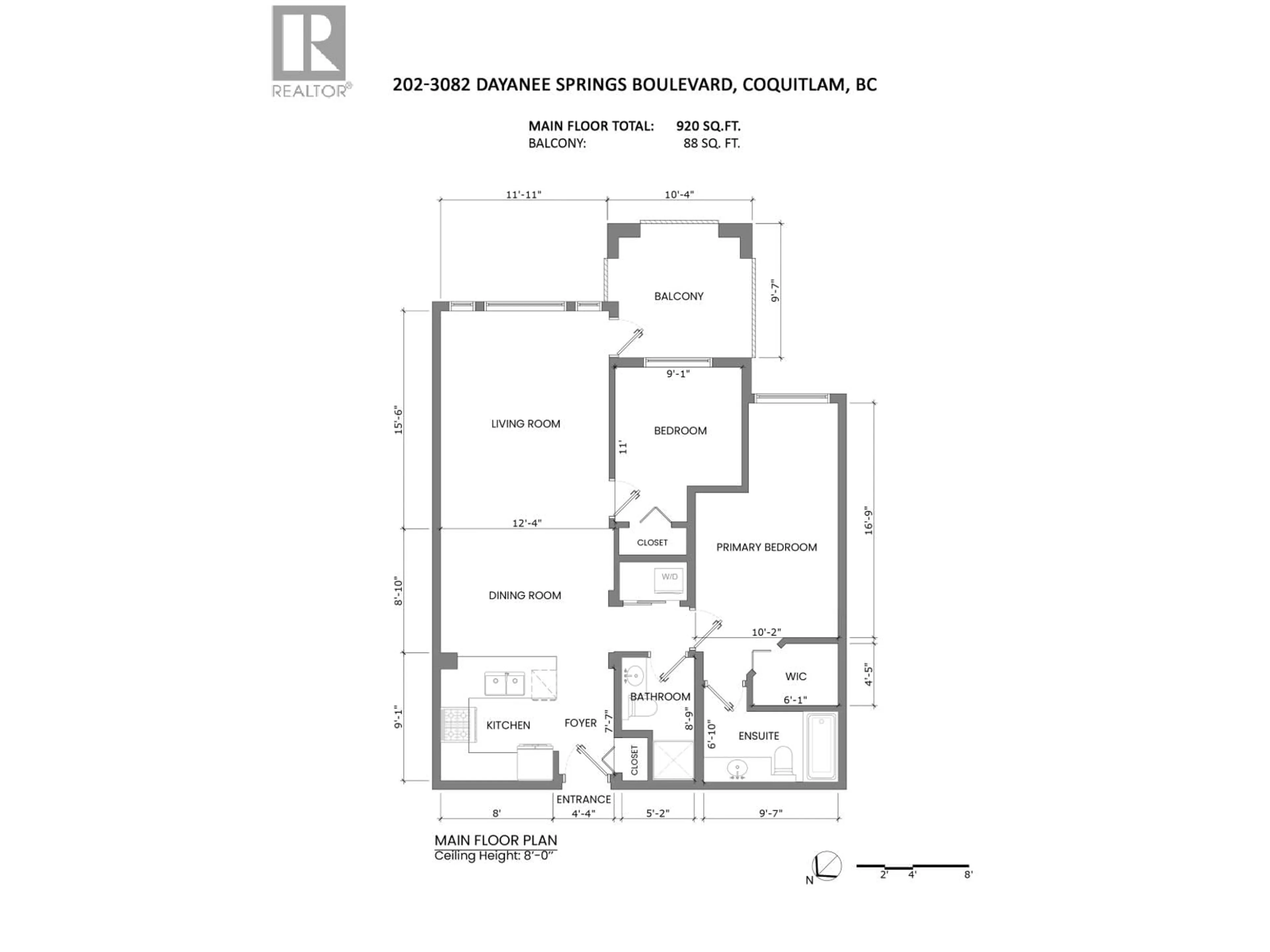 Floor plan for 202 - 3082 DAYANEE SPRINGS BOULEVARD, Coquitlam British Columbia V3E0A3