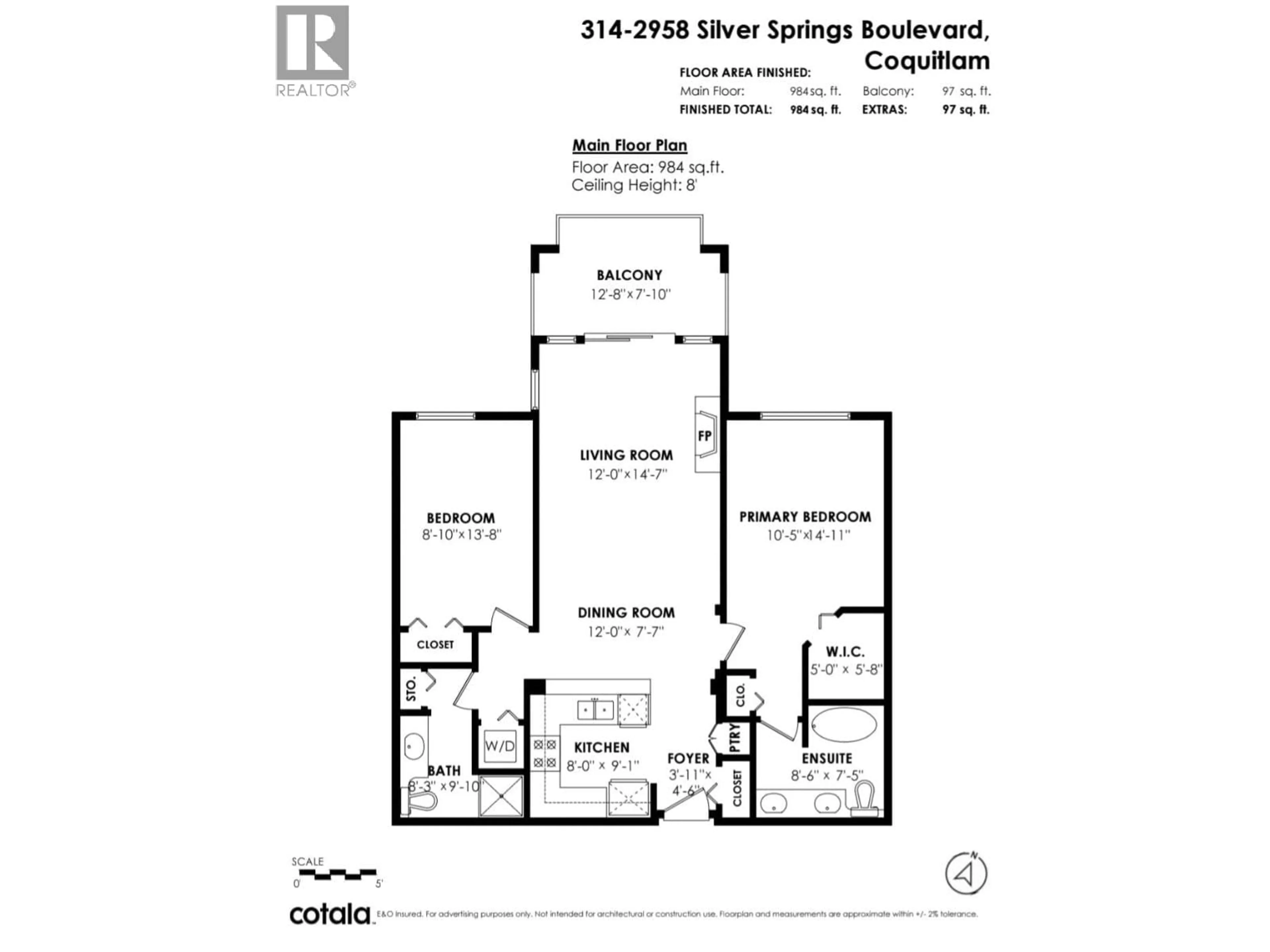 Floor plan for 314 - 2958 SILVER SPRINGS BOULEVARD, Coquitlam British Columbia V3E3R9
